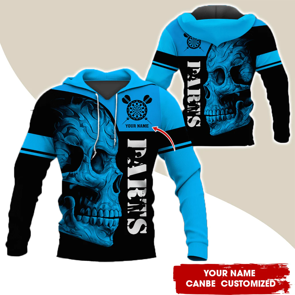 Personalized Darts Skull Premium Hoodie, Darts Pattern Hoodie For Men & Women, Perfect Gift For Darts Lovers, Friend, Family