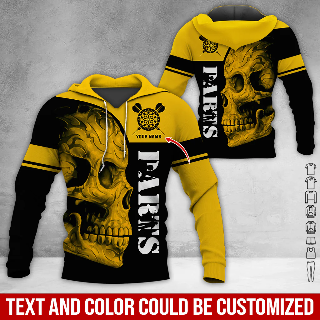 Personalized Darts Skull Premium Hoodie, Darts Pattern Hoodie For Men & Women, Perfect Gift For Darts Lovers, Friend, Family - Image 5
