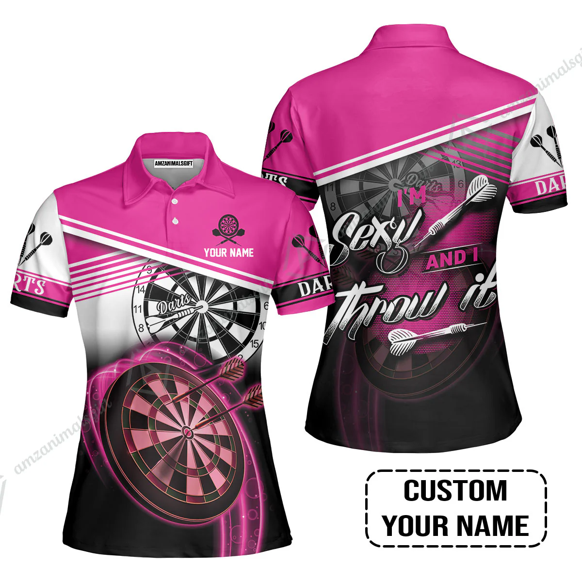Personalized Darts T-Shirt, Darts Pink Color Custom Name Shirt I'm Sexy And I Throw It, Outfits For Darts Players, Darts Team - Image 3