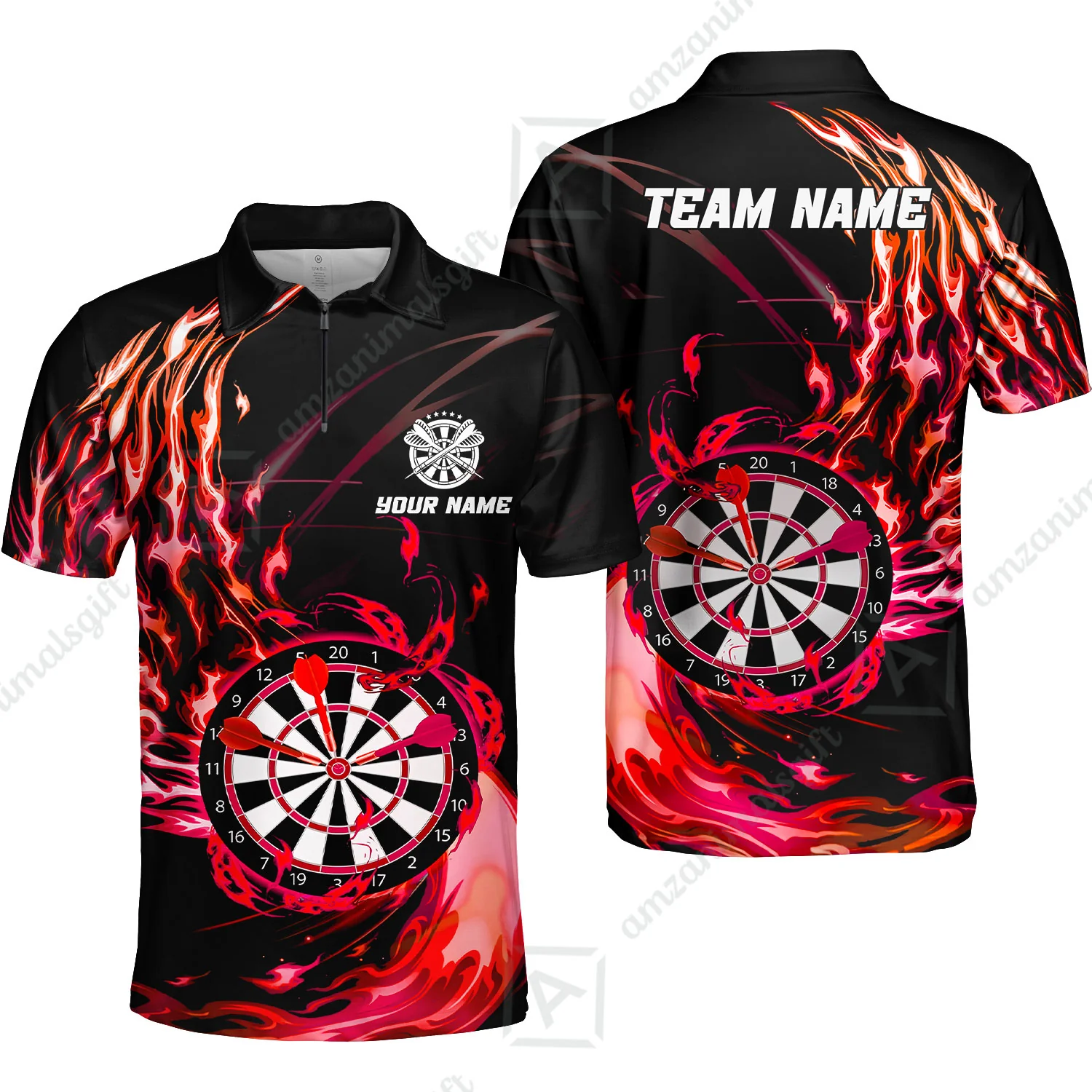 Personalized Darts Hawaiian Shirt - Custom Name & Team Name Darts Purple Fire Polo Shirt For Women, Darts Team, Darts Lover - Image 17
