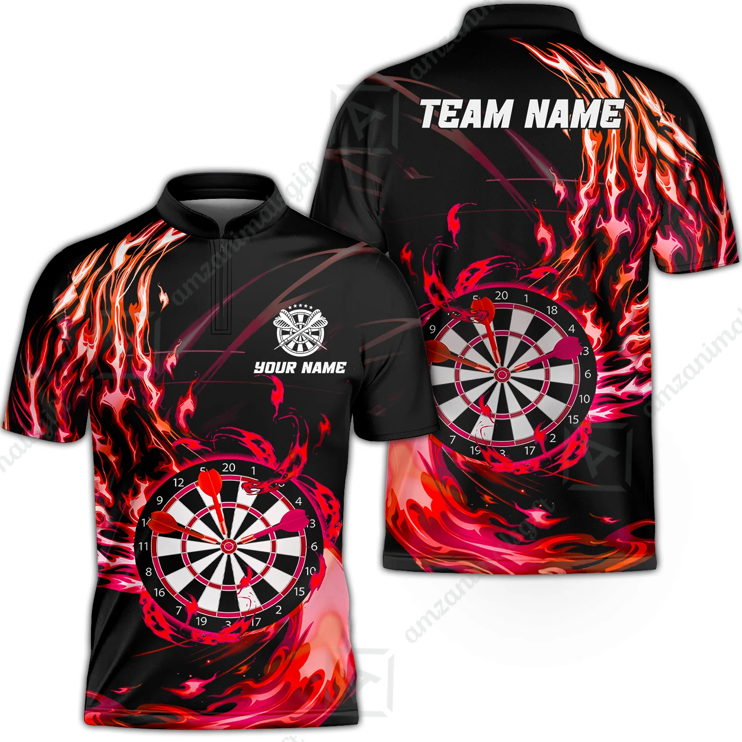 Personalized Darts Hawaiian Shirt - Custom Name & Team Name Darts Purple Fire Polo Shirt For Women, Darts Team, Darts Lover - Image 40