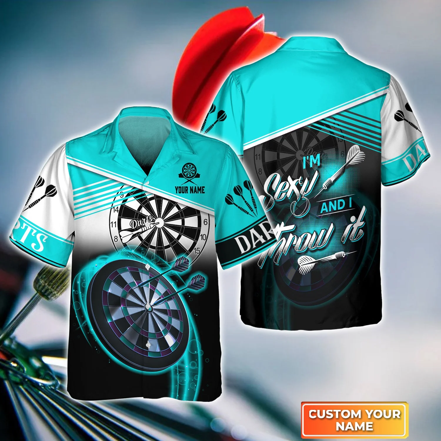 Personalized Darts Women Polo Shirt, Darts Cyan Color Customized Polo Shirt I'm Sexy And I Throw It, Outfits For Darts Players, Darts Team - Image 3