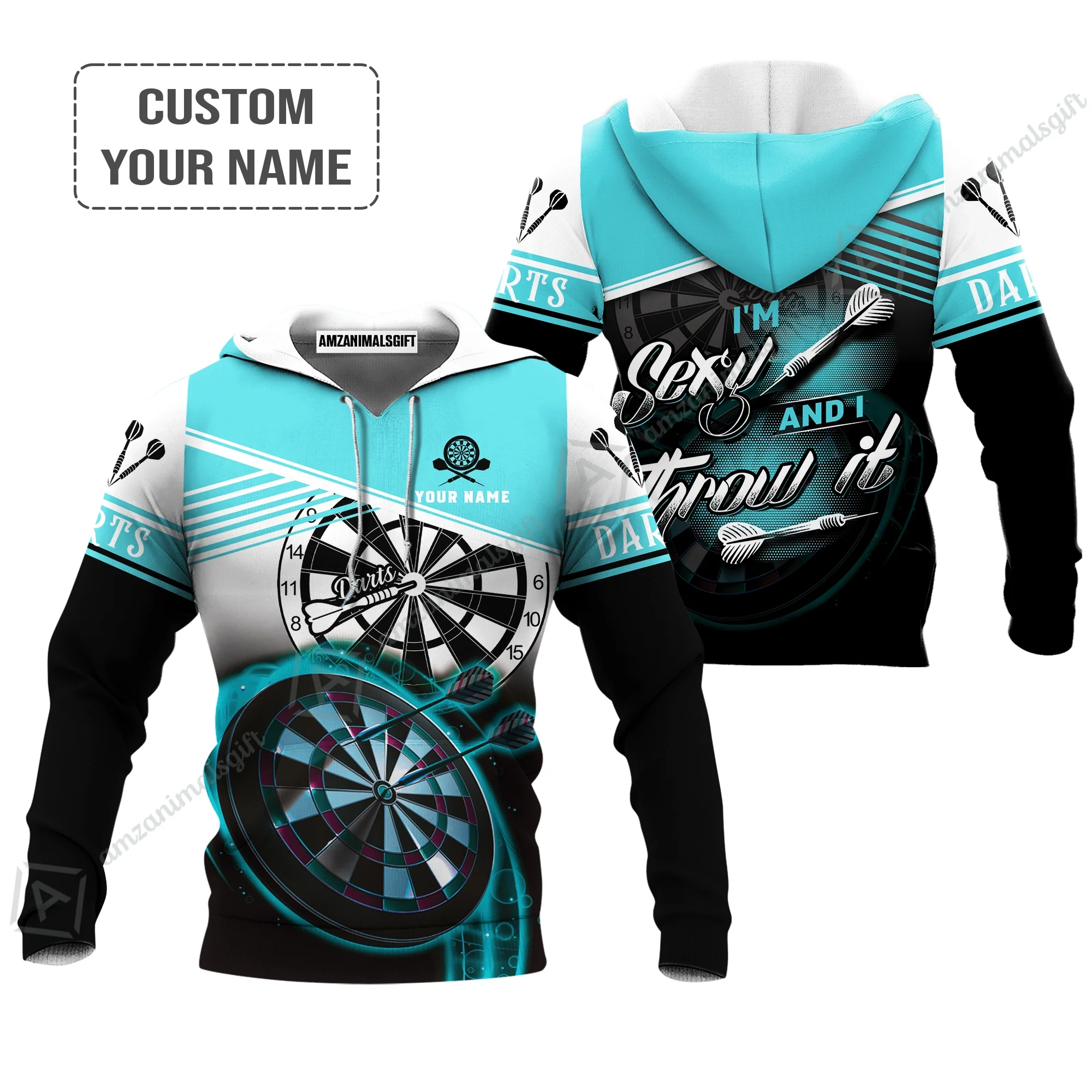 Personalized Darts Women Polo Shirt, Darts Cyan Color Customized Polo Shirt I'm Sexy And I Throw It, Outfits For Darts Players, Darts Team - Image 4