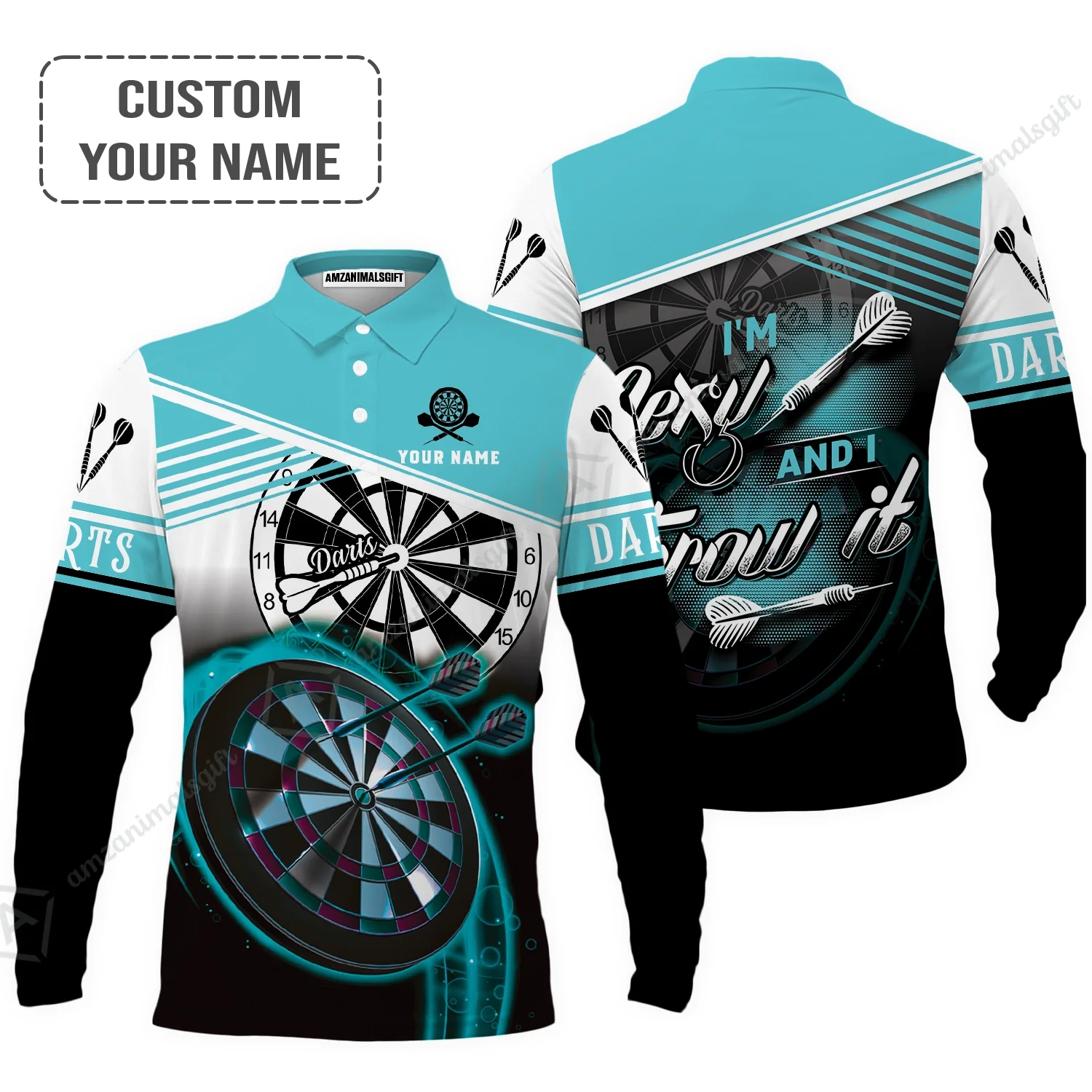 Personalized Darts Women Polo Shirt, Darts Cyan Color Customized Polo Shirt I'm Sexy And I Throw It, Outfits For Darts Players, Darts Team - Image 5