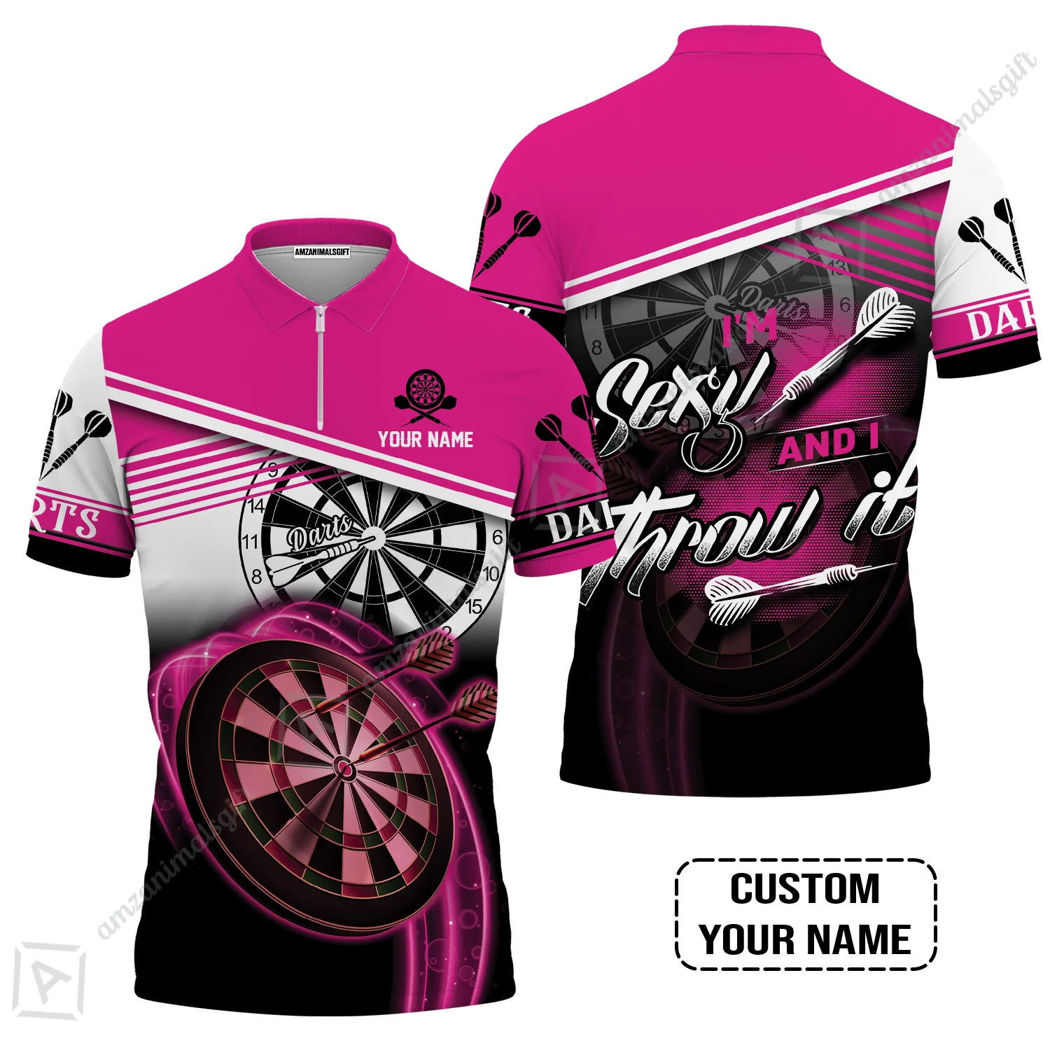 Personalized Darts Women Polo Shirt, Darts Pink Color Custom Name Polo Shirt I'm Sexy And I Throw It, Outfits For Darts Players, Darts Team - Image 4