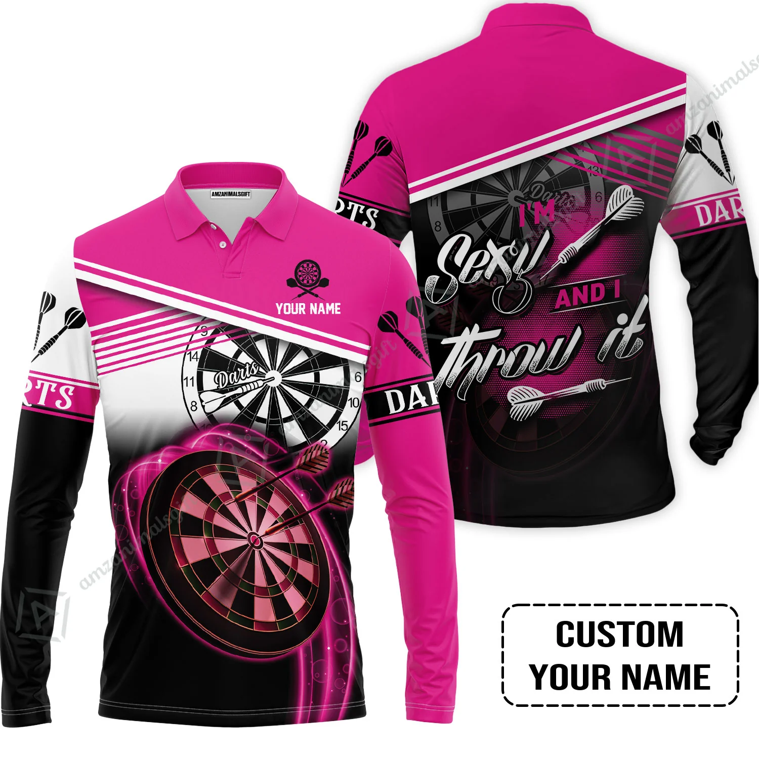 Personalized Darts Women Polo Shirt, Darts Pink Color Custom Name Polo Shirt I'm Sexy And I Throw It, Outfits For Darts Players, Darts Team - Image 8