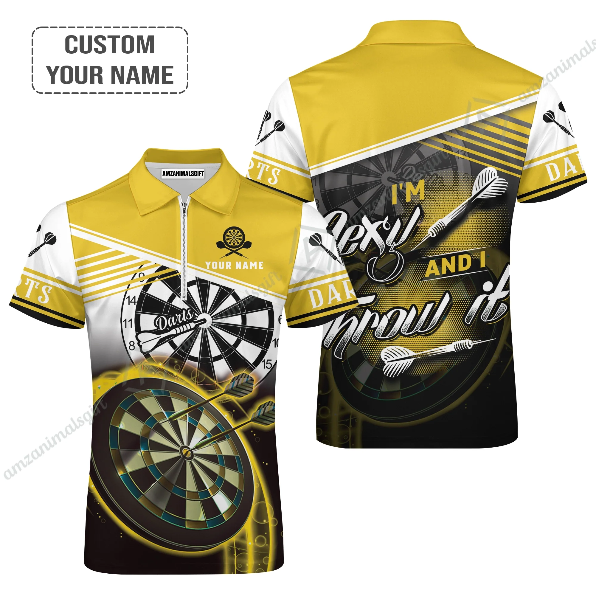 Personalized Darts Women Polo Shirt, Darts Yellow Color Custom Polo Shirt I'm Sexy And I Throw It, Outfits For Darts Players, Darts Team - Image 4