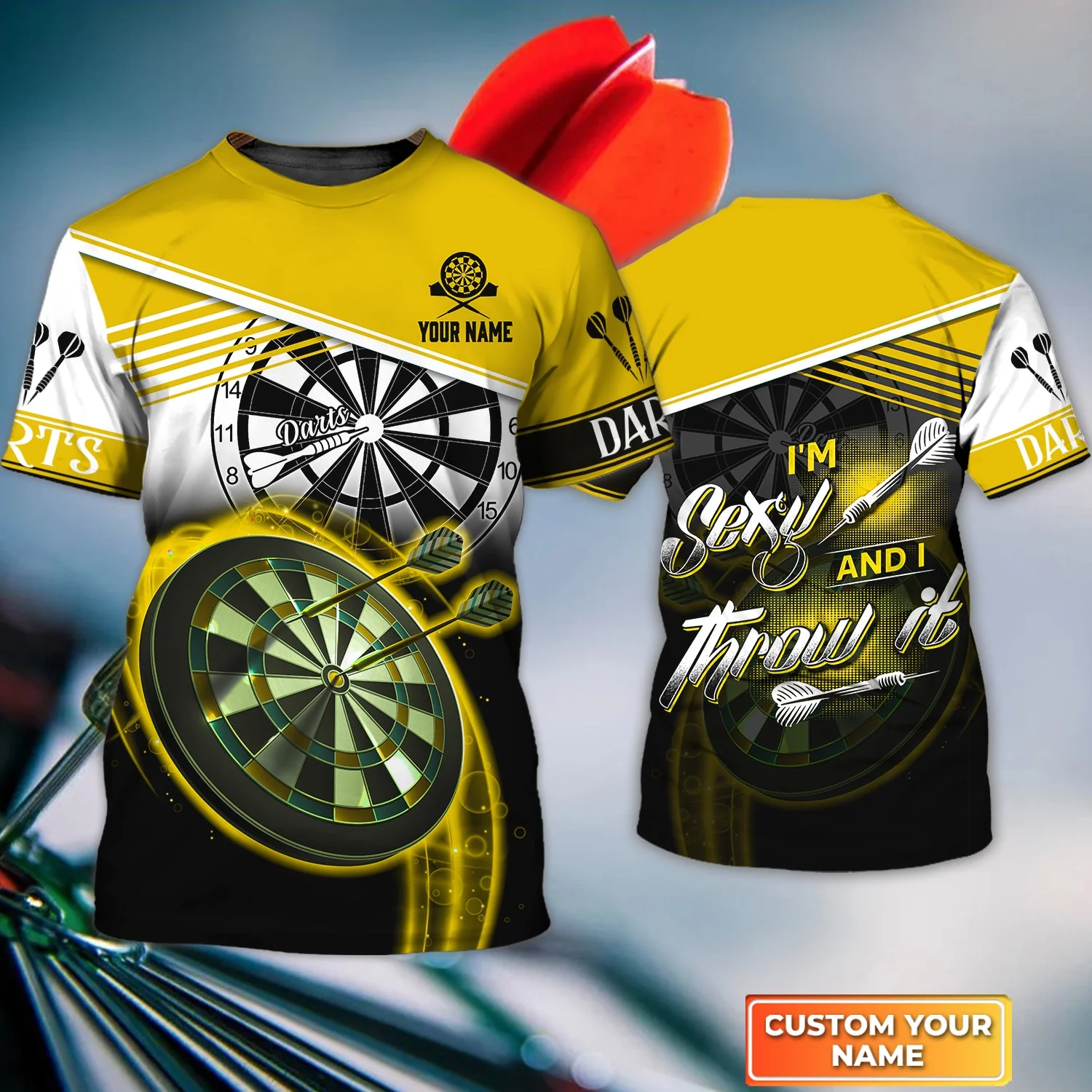 Personalized Darts Women Polo Shirt, Darts Yellow Color Custom Polo Shirt I'm Sexy And I Throw It, Outfits For Darts Players, Darts Team - Image 6