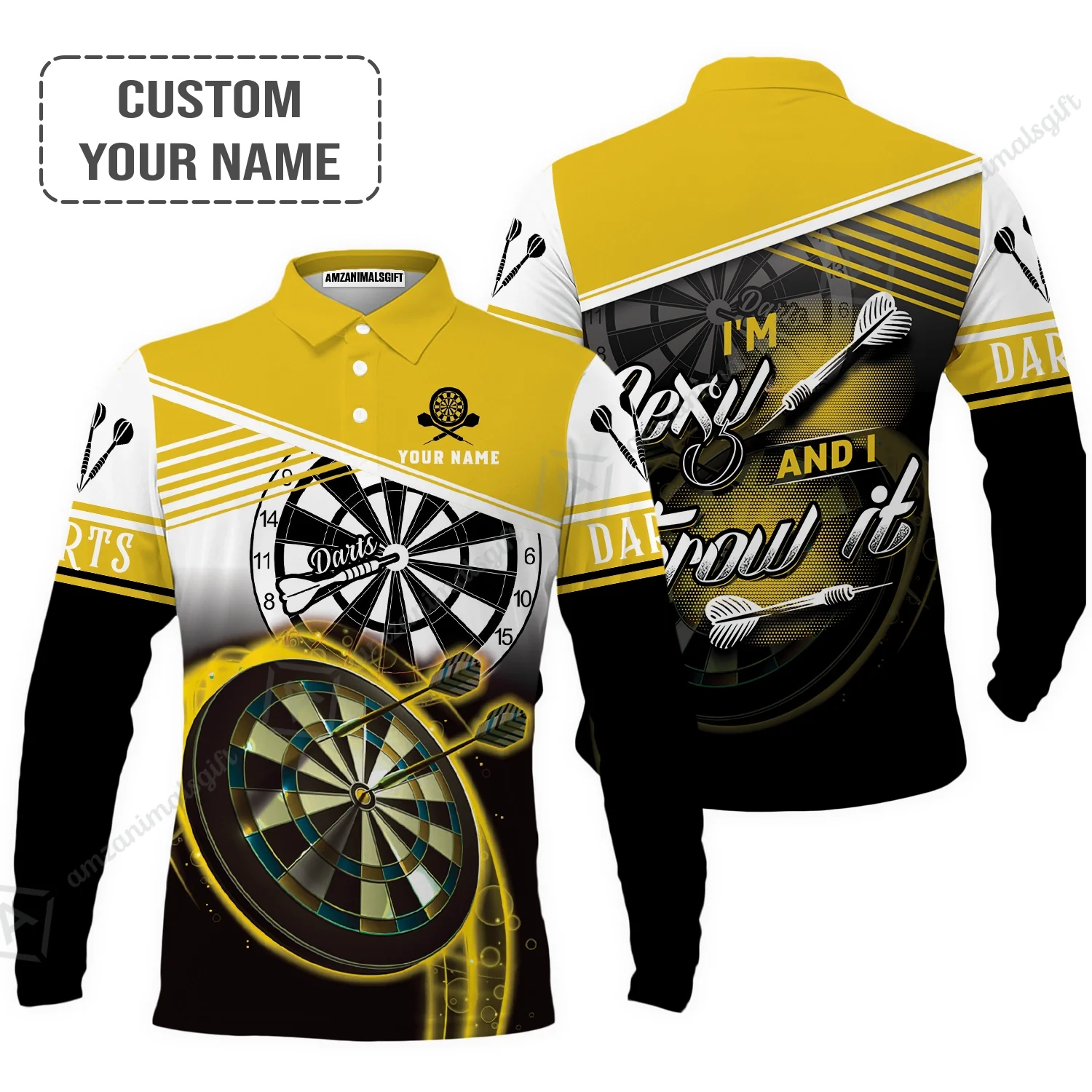 Personalized Darts Women Polo Shirt, Darts Yellow Color Custom Polo Shirt I'm Sexy And I Throw It, Outfits For Darts Players, Darts Team - Image 7
