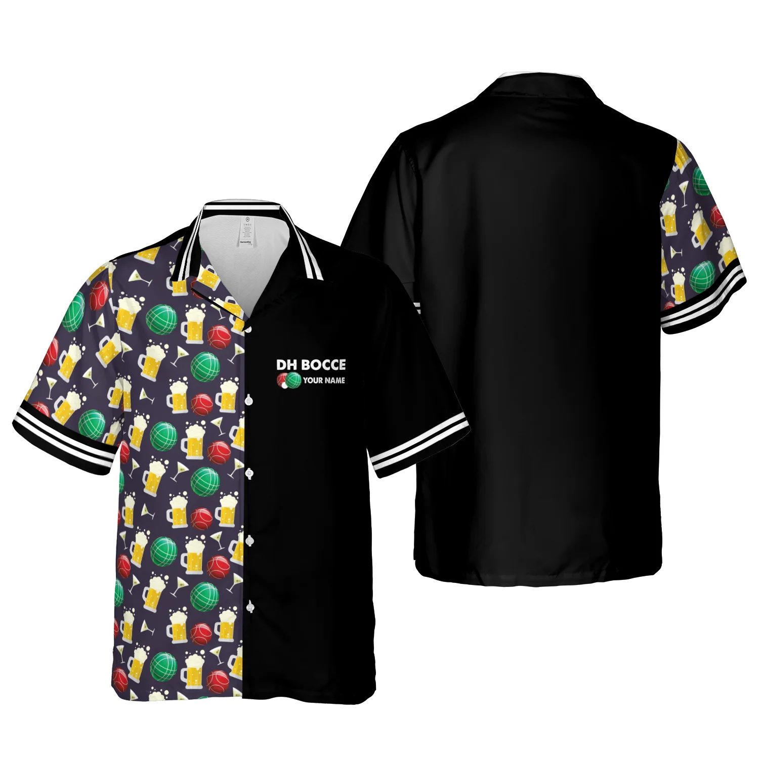 Personalized DH BOCCE Polo Shirt Black And Bear Wine Bocce Ball Pattern, Perfect Outfit For Bocce Team, Bocce Champion League - Image 3