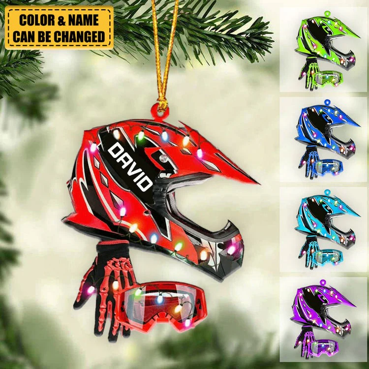 Personalized Dirt Bike Set Full Face Christmas Light Ornament, Custom Shape Ornament Christmas - Image 2