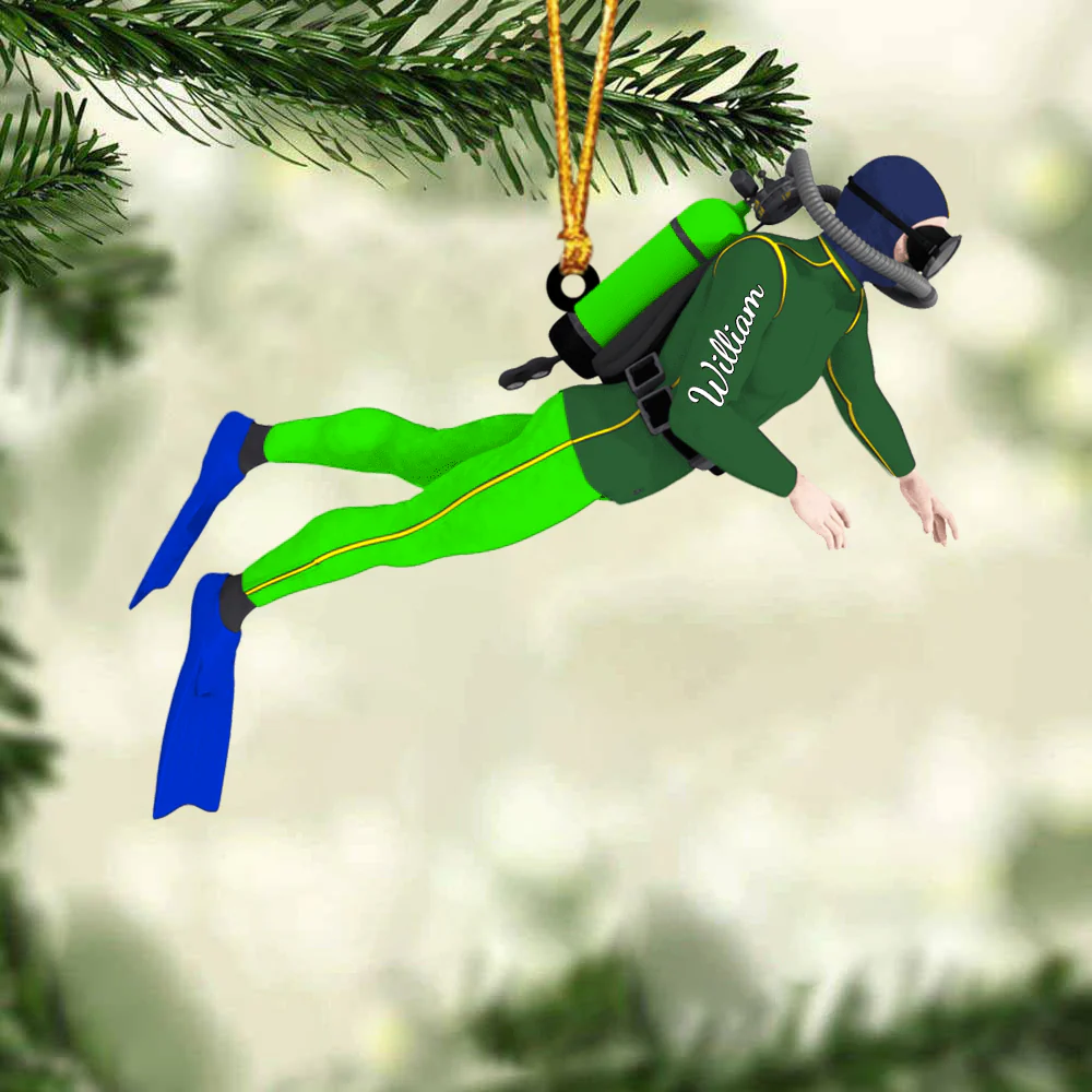 Personalized Diver Acrylic Christmas Keychain, Scuba Diving Acrylic Keychain For Diving Lovers, Divers, Christmas Gifts - Image 3