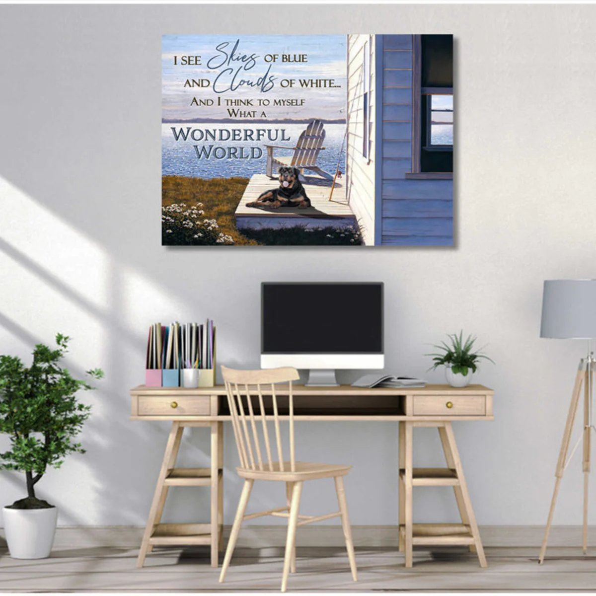 Personalized Dog Canvas, Wonderful World Canvas, Rottweiler Dog & Sea Perfect Gift For Rottweiler Lovers, Friend, Family - Image 3