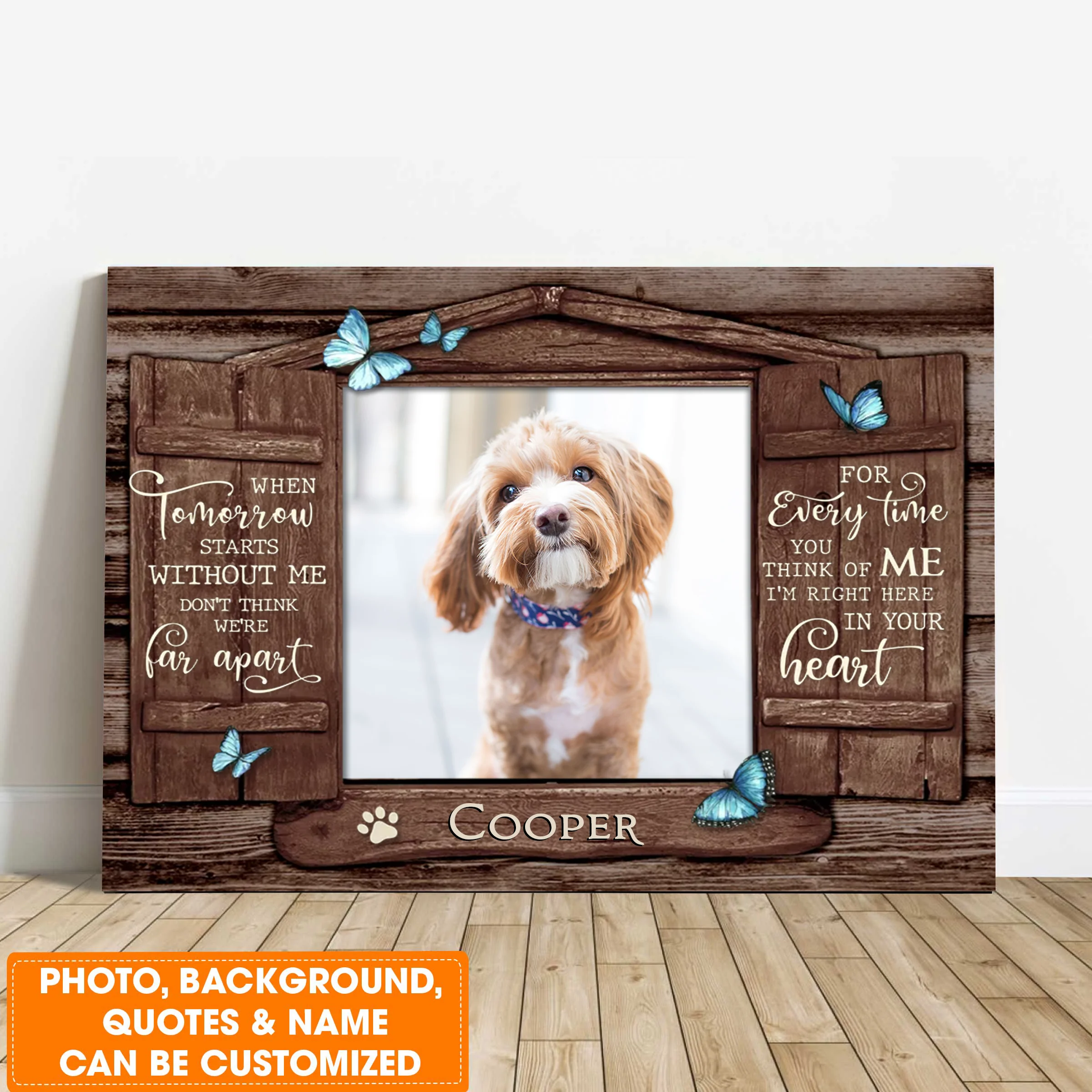 Personalized Dog Landscape Canvas, Custom Pet Gifts To Remember A Pet Wooden Window Shutters, Perfect Gift For Dog Lovers, Friends, Family - Image 3