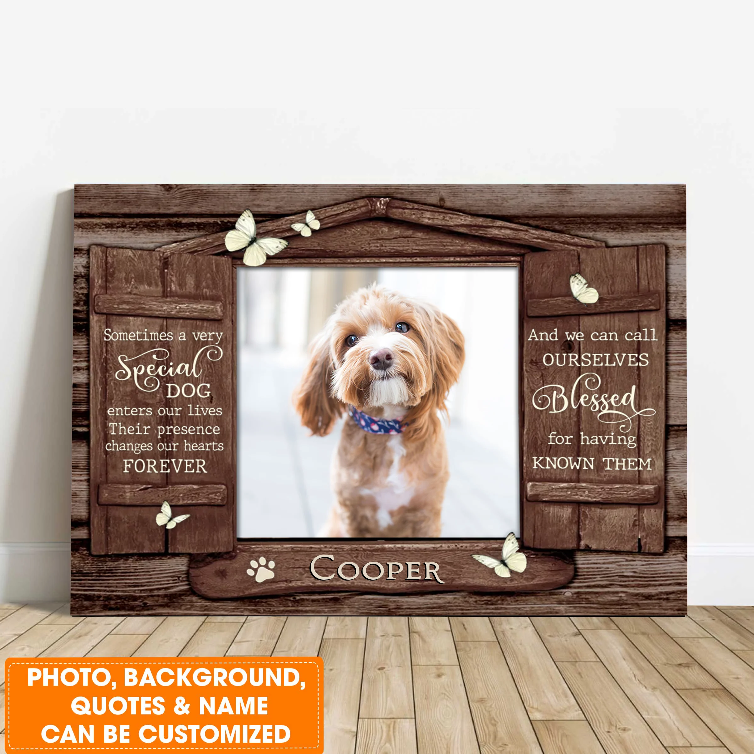 Personalized Dog Landscape Canvas, Custom Pet Gifts To Remember A Pet Wooden Window Shutters, Perfect Gift For Dog Lovers, Friends, Family - Image 4