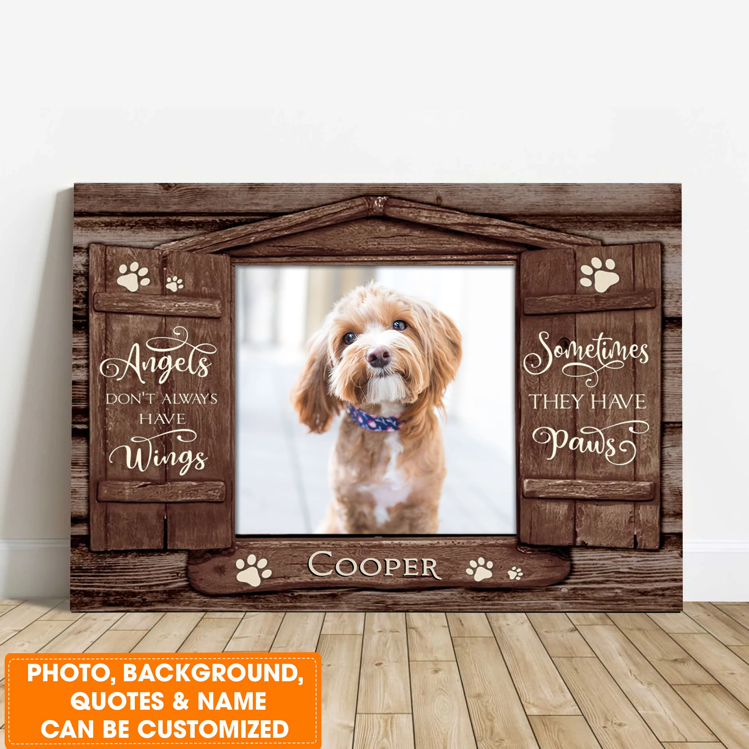Personalized Dog Landscape Canvas, Custom Pet Gifts To Remember A Pet Wooden Window Shutters, Perfect Gift For Dog Lovers, Friends, Family - Image 5