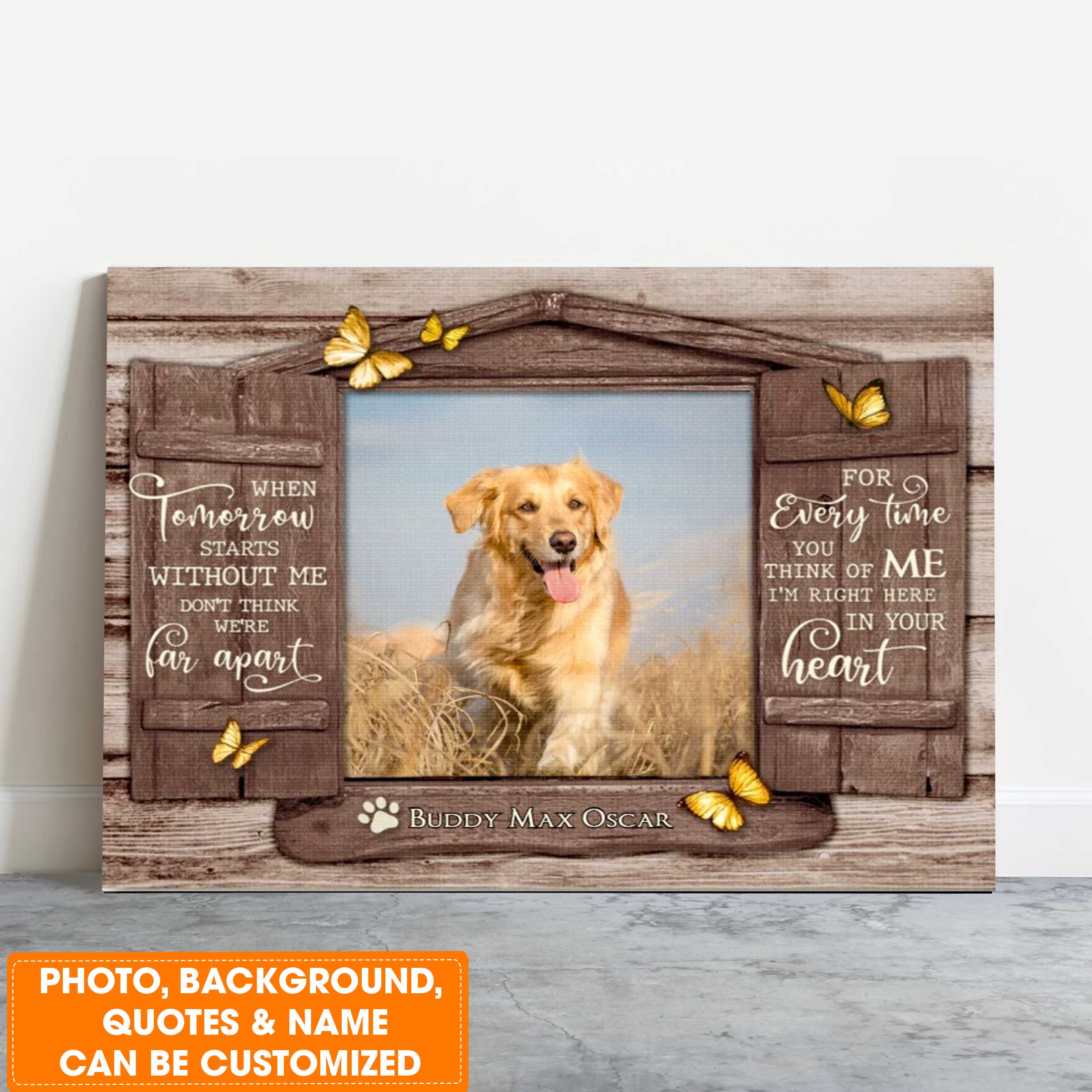 Personalized Dog Landscape Canvas, Custom Pet Gifts To Remember A Pet Wooden Window Shutters, Perfect Gift For Dog Lovers, Friends, Family - Image 8
