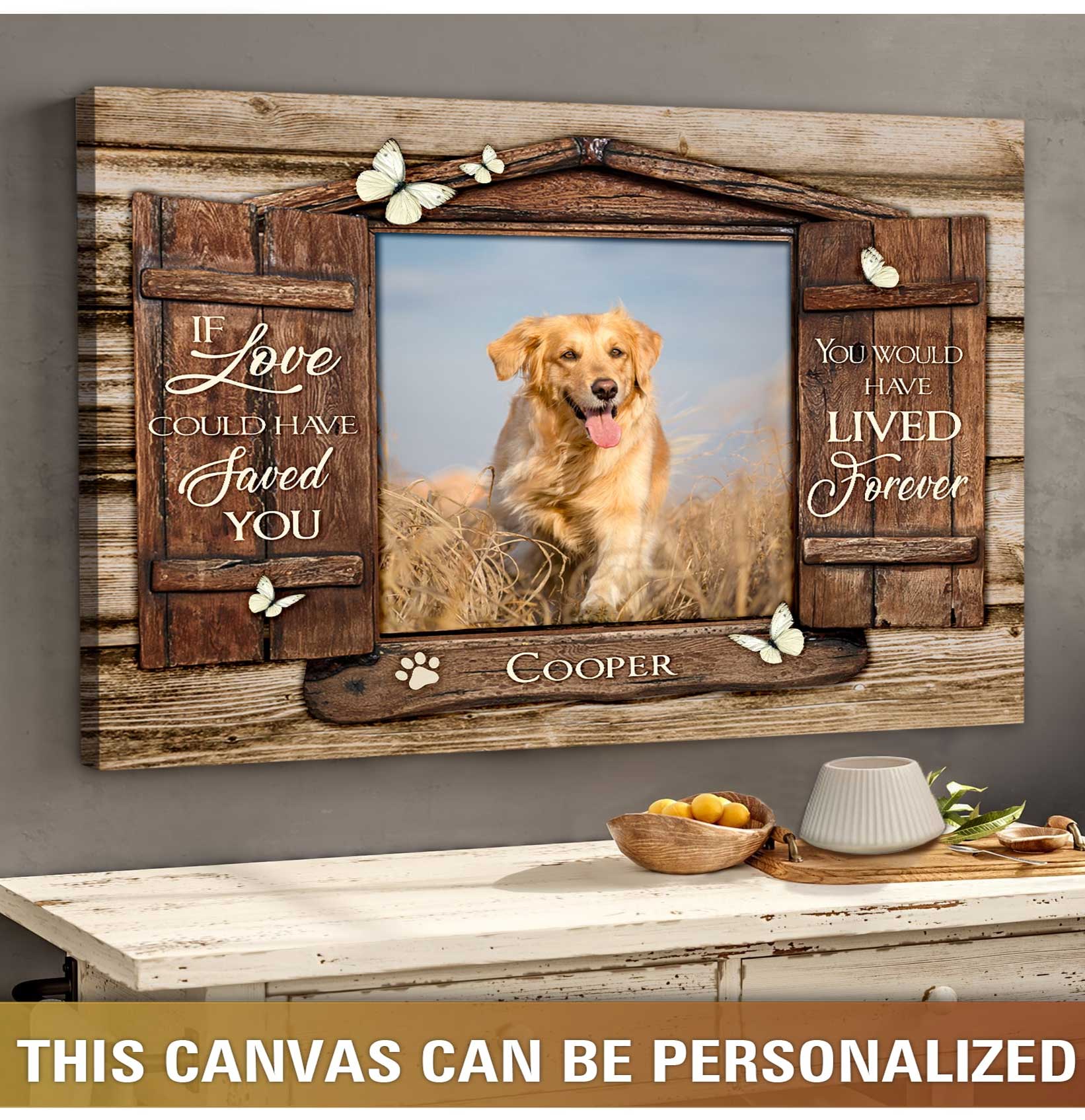 Personalized Dog Landscape Canvas, Custom Pet Gifts To Remember A Pet Wooden Window Shutters, Perfect Gift For Dog Lovers, Friends, Family - Image 9