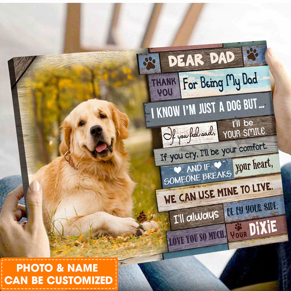 Personalized Dog Landscape Canvas, Custom Pet Photo Canvas,Thank You For Being My Dad Canvas, Perfect Gift For Dog Lovers, Friend, Family - Image 2
