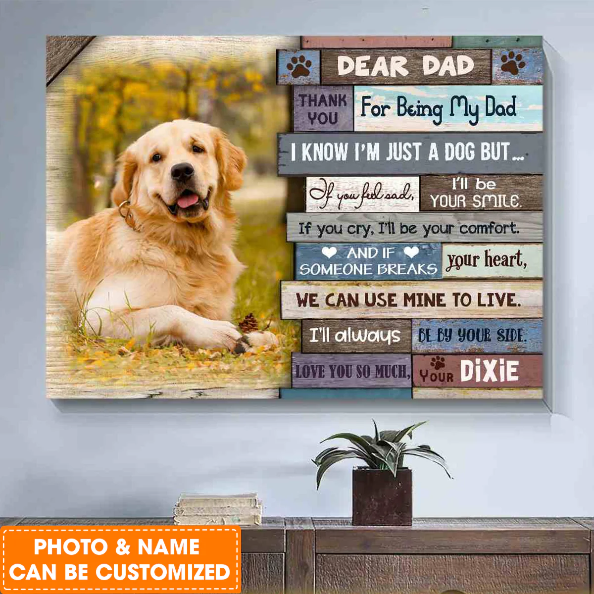 Personalized Dog Landscape Canvas, Custom Pet Photo Canvas,Thank You For Being My Dad Canvas, Perfect Gift For Dog Lovers, Friend, Family - Image 3