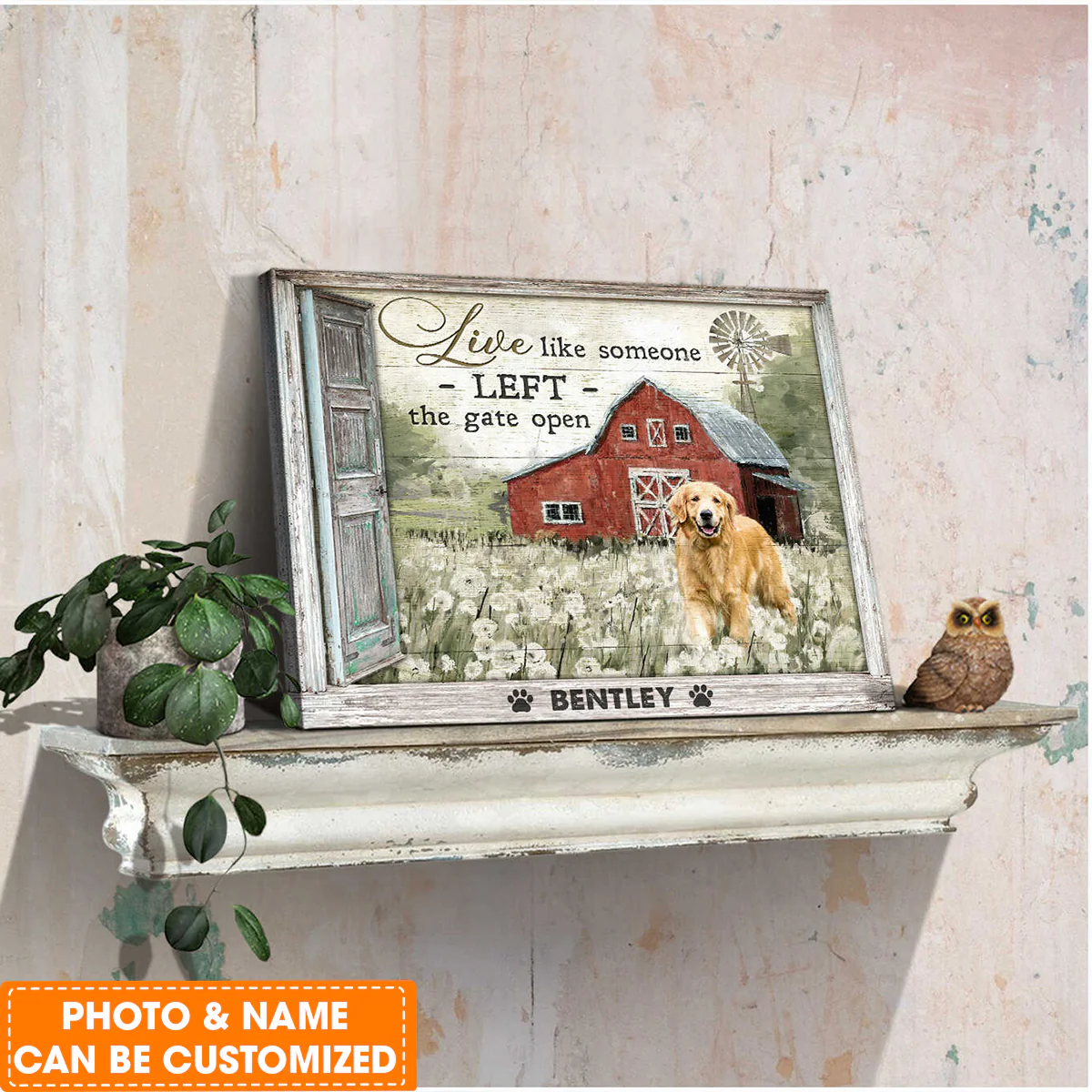 Personalized Dog Landscape Canvas, Custom Pet Photo, Live like someone left the gate open Canvas, Perfect Gift For Dog Lovers, Friend, Family - Image 2