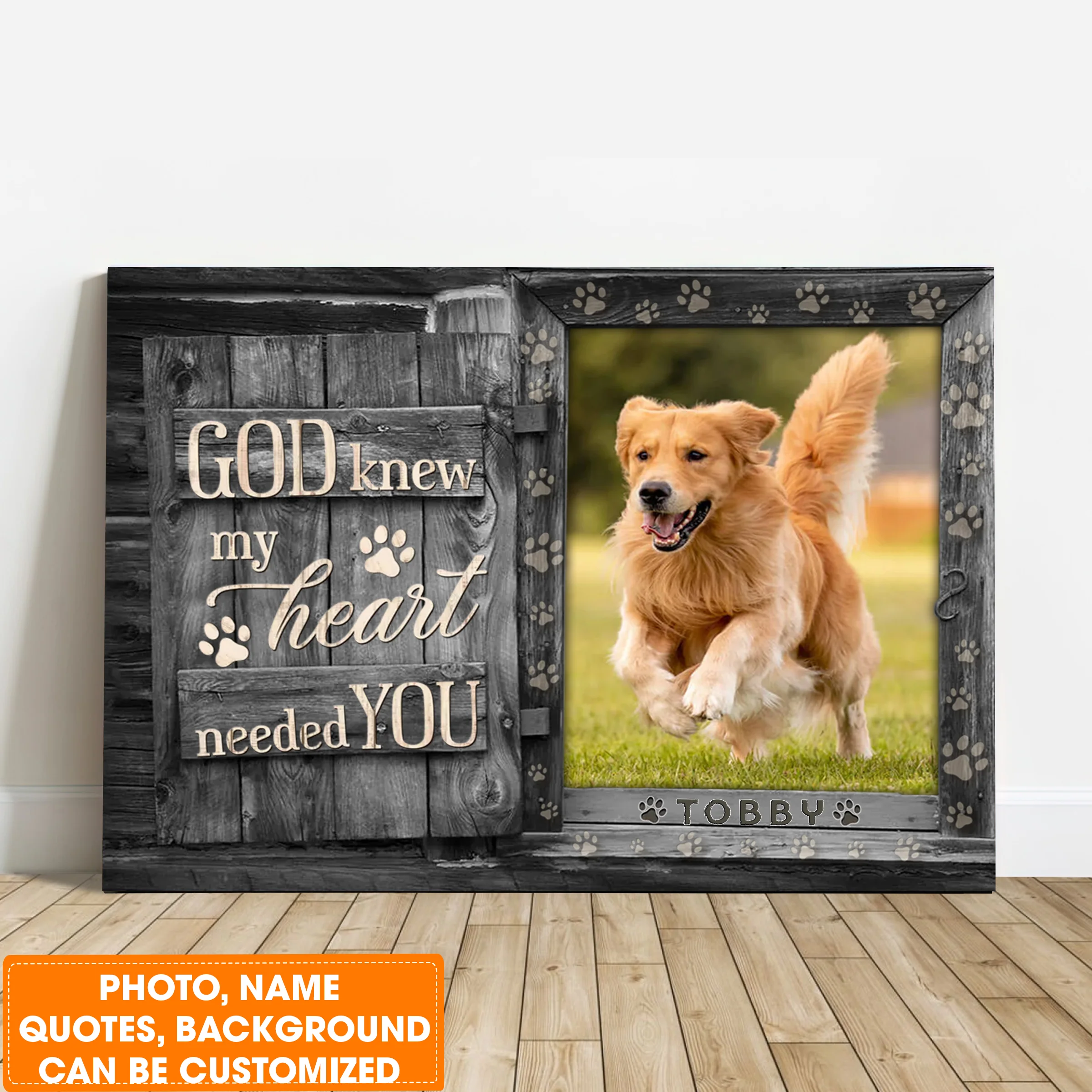 Personalized Dog Landscape Canvas, Custom Pet Photo, Pet Name For Your Hairy friend, Perfect Gift For Dog Lovers, Friend, Family - Image 2