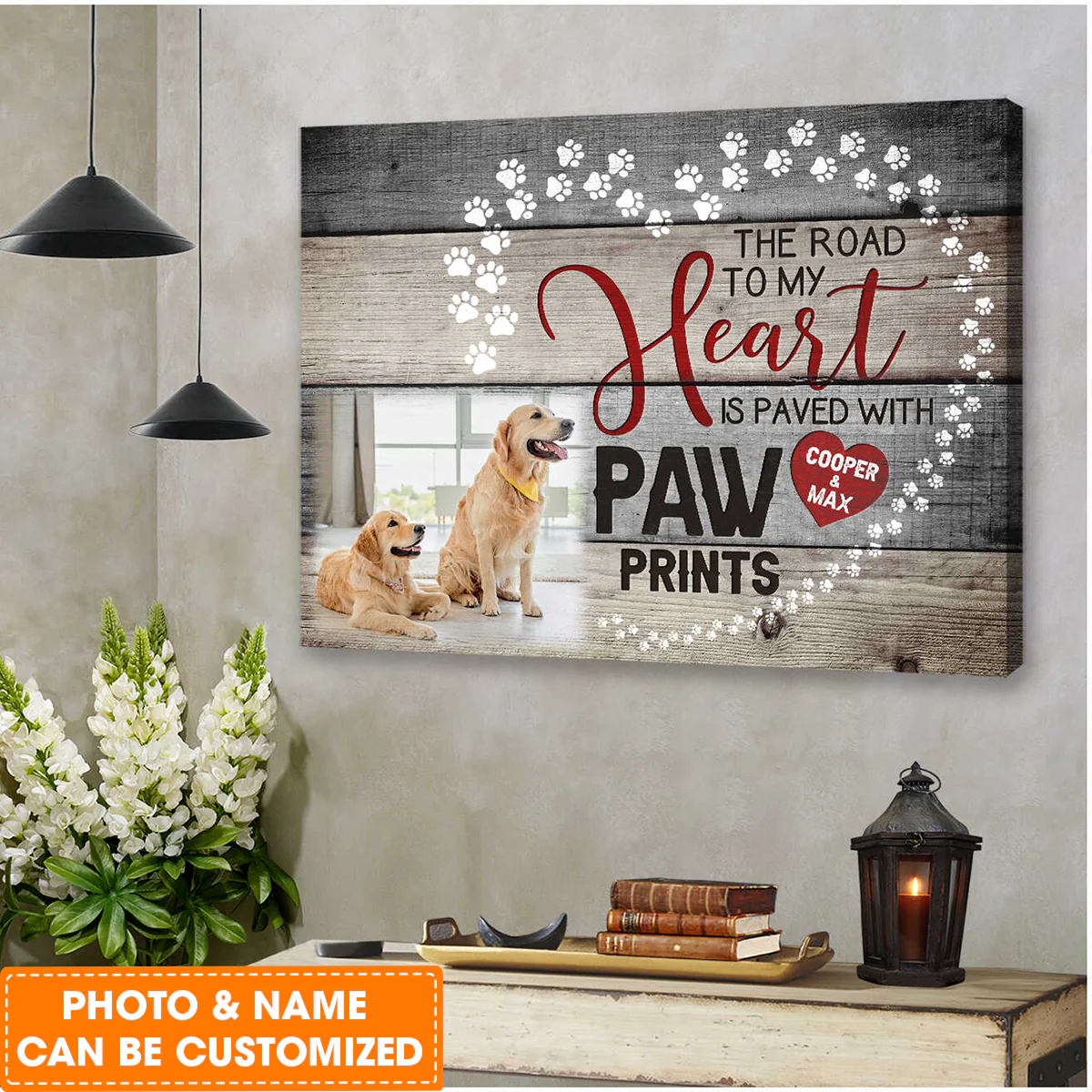 Personalized Dog Landscape Canvas, Custom Pet Photo The road to my heart is paved with paw Canvas, Perfect Gift For Dog Lovers, Friend, Family - Image 2