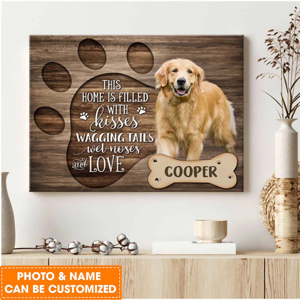 Personalized Dog Landscape Canvas, Custom Pet Photo This home is filled with kisses Canvas, Perfect Gift For Dog Lovers, Friend, Family - Image 3