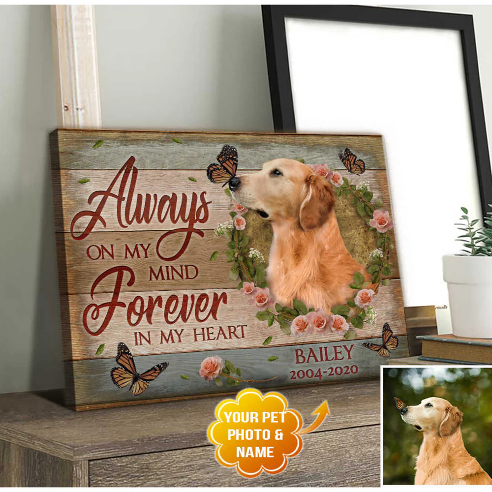 Personalized Dog Landscape Canvas, Custom Photo Of Your Pet, Always On My Mind Forever In My Heart Canvas, Perfect Gift For Dog Lovers, Friends, Family - Image 2