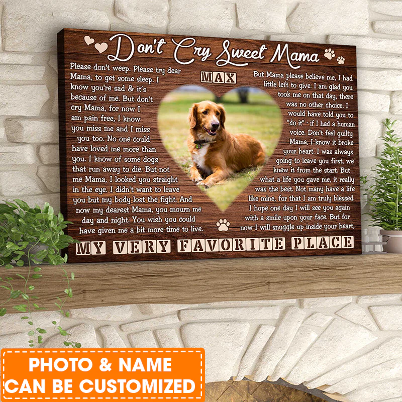 Personalized Dog Landscape Canvas, Don't Cry Sweet Mama Canvas, Custom Photo & Name Pet Canvas, Perfect Gift For Dog Lovers, Friends, Family - Image 2