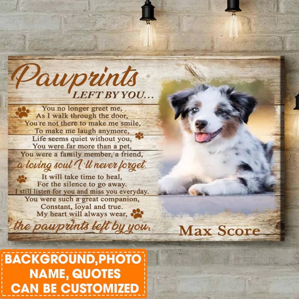 Personalized Dog Landscape Canvas, Pawprints Canvas, Custom Pet Photo Canvas, Perfect Gift For Dog Lovers, Friends, Family - Image 2