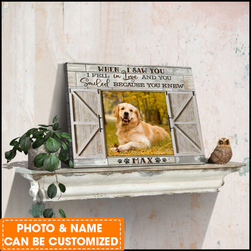 Personalized Dog Landscape Canvas, When I Saw You I Fell In Love Canvas, Custom Your Pet Photo, Perfect Gift For Dog Lovers, Friend, Family - Image 2