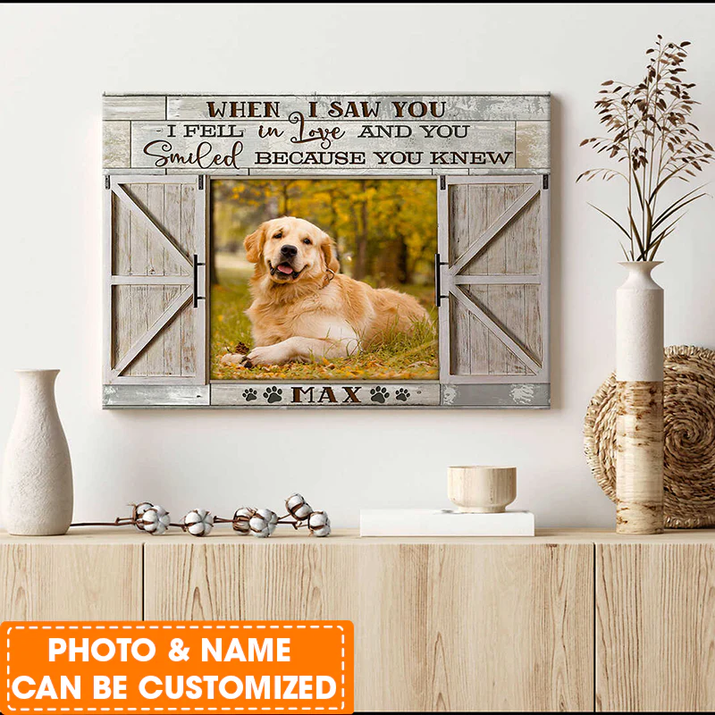 Personalized Dog Landscape Canvas, When I Saw You I Fell In Love Canvas, Custom Your Pet Photo, Perfect Gift For Dog Lovers, Friend, Family - Image 3