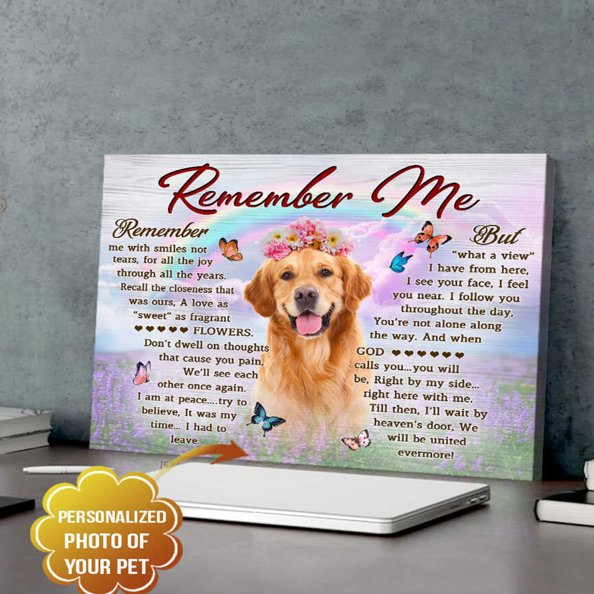 Personalized Dog Portrait Canvas, Custom pet photo on flower field and blue sky background Canvas, Perfect Gift For Dog Lovers, Friend, Family - Image 2