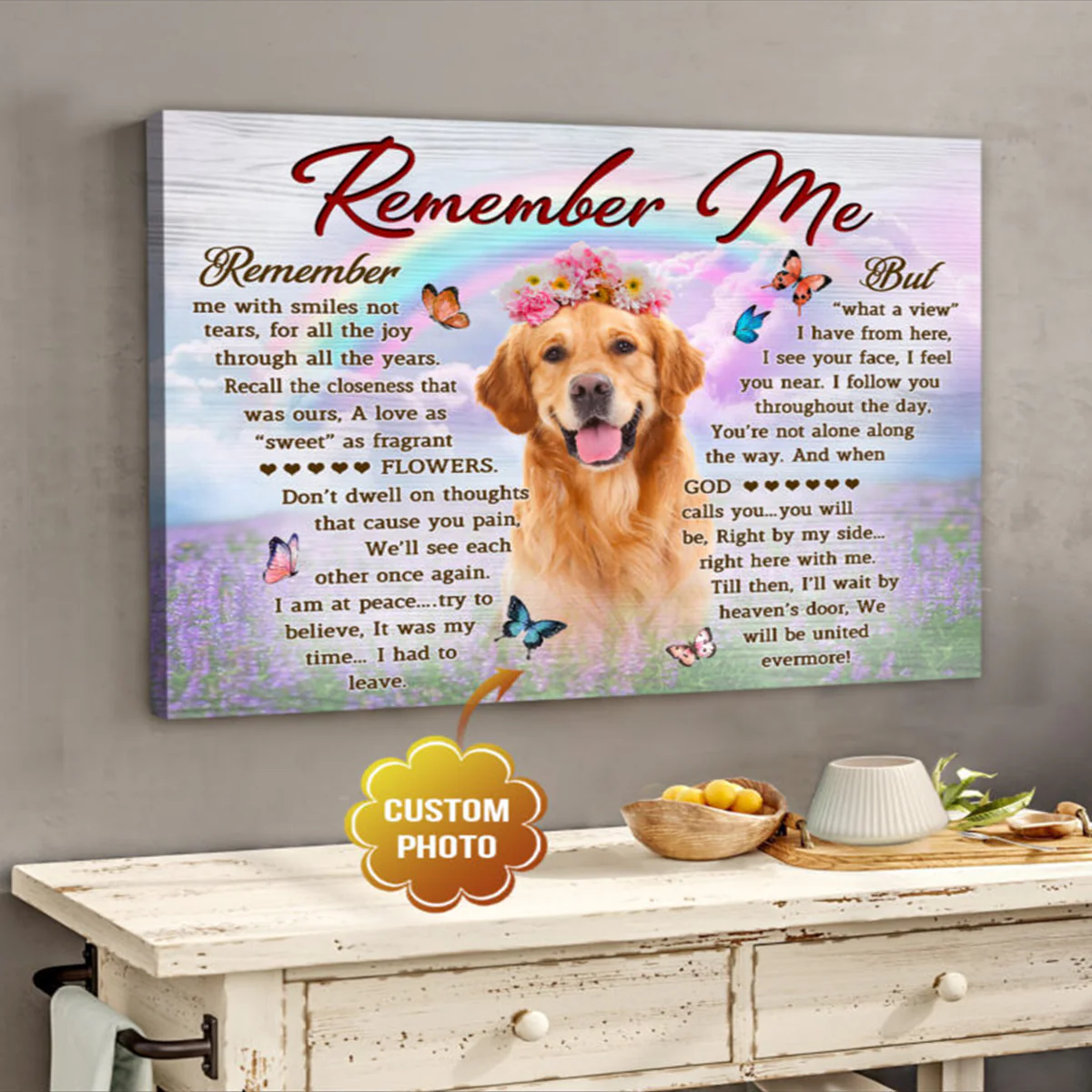 Personalized Dog Portrait Canvas, Custom pet photo on flower field and blue sky background Canvas, Perfect Gift For Dog Lovers, Friend, Family - Image 3