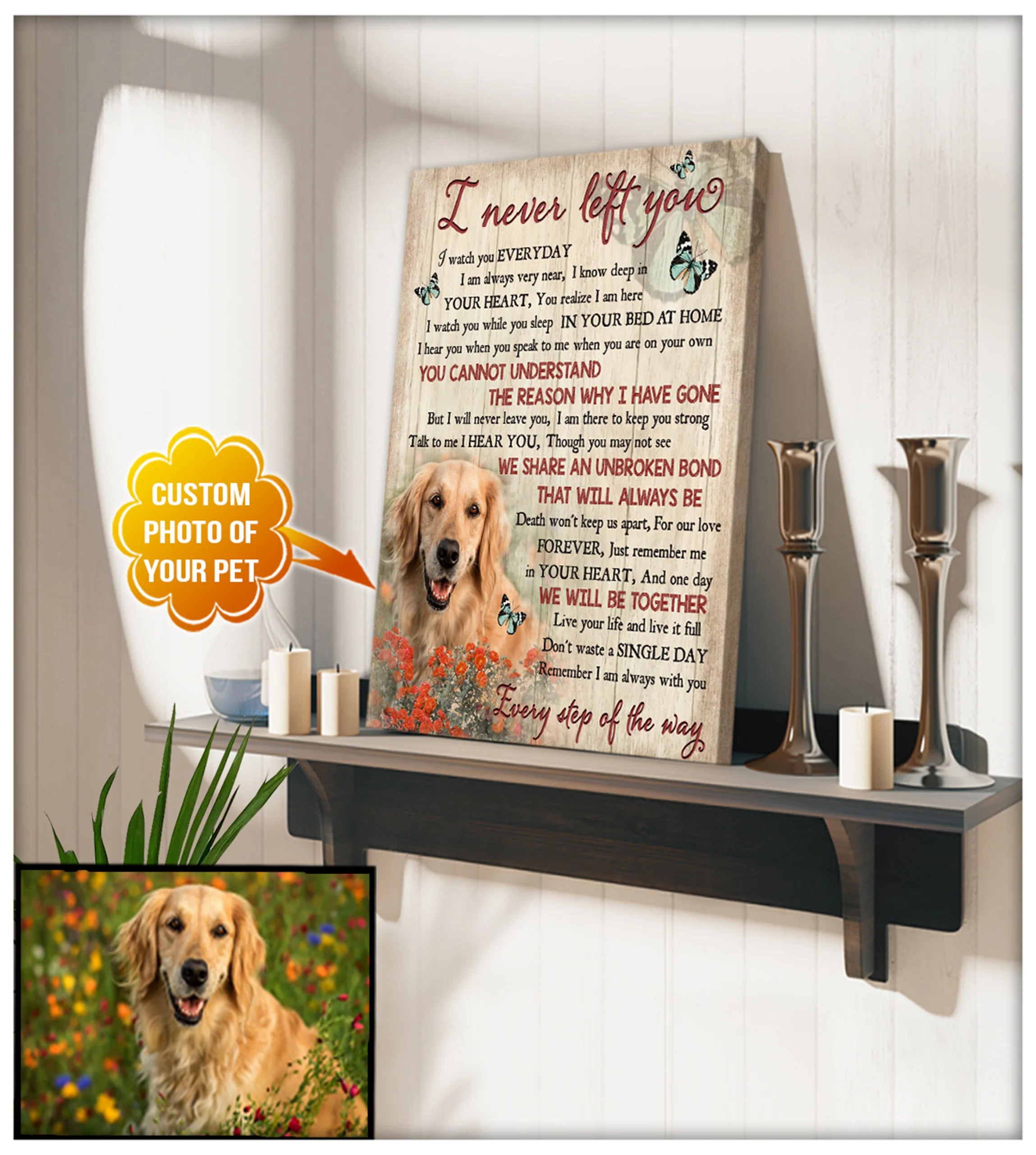 Personalized Dog Portrait Canvas, Custom Photo Of Your Pet, I Never Left You Wall Art Canvas, Perfect Gift For Dog Lovers, Friends, Family - Image 2