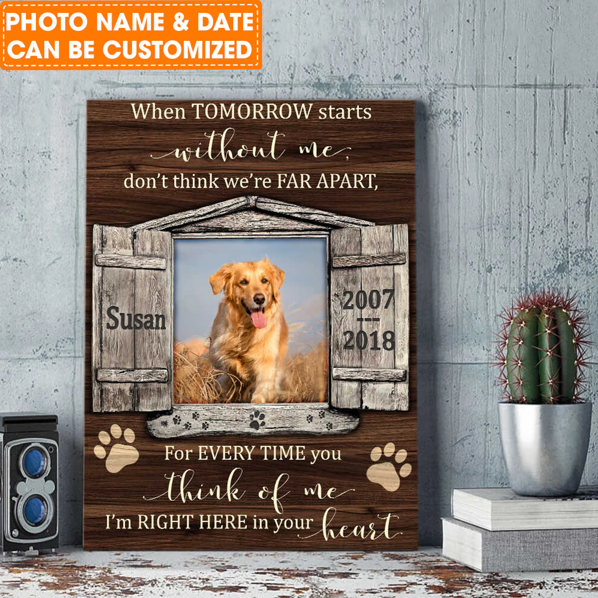 Personalized Dog Portrait Canvas, Memorial Pet Photo Gifts Canvas, Window When tomorrow starts without me Canvas, Perfect Gift For Dog Lovers, Friends, Family - Image 2