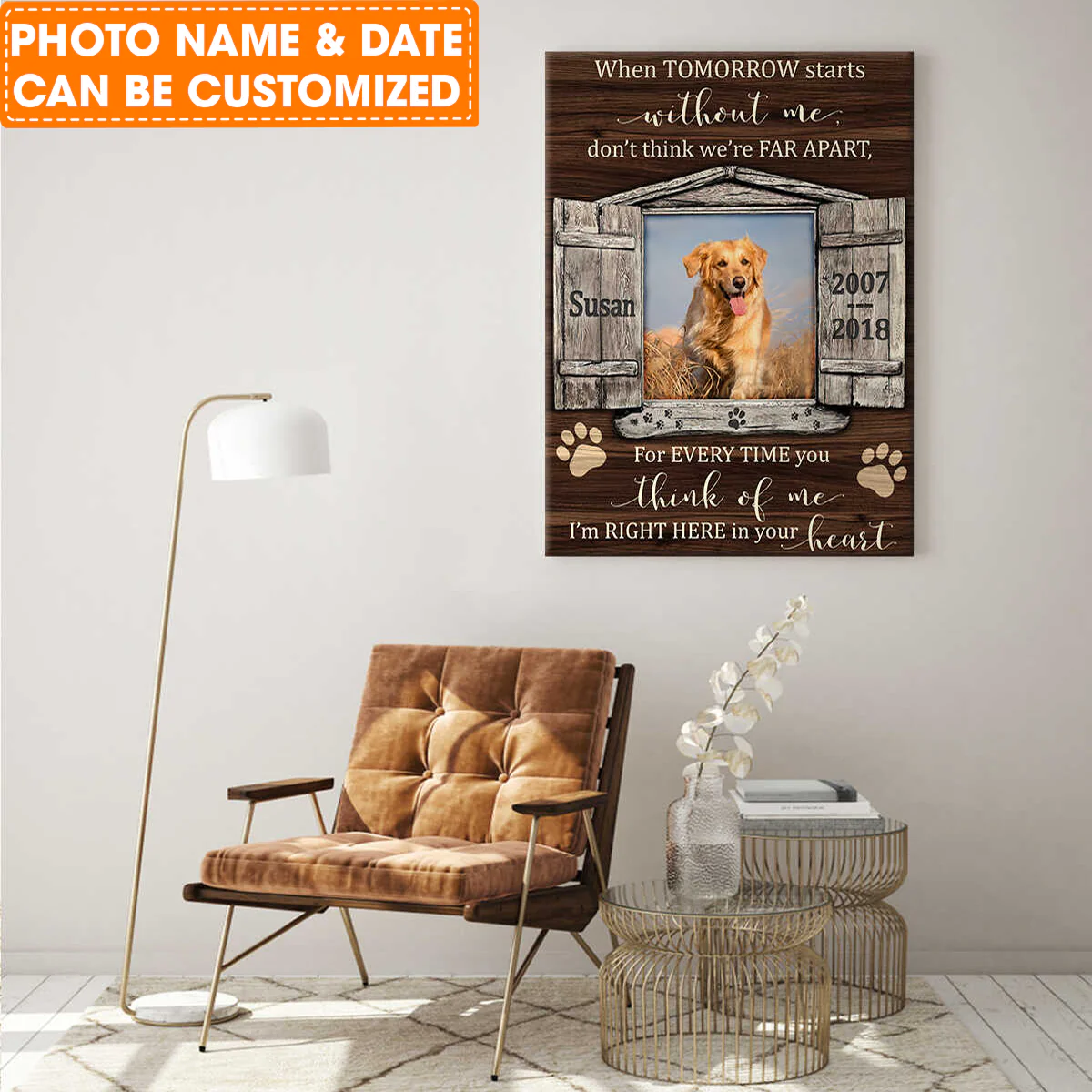 Personalized Dog Portrait Canvas, Memorial Pet Photo Gifts Canvas, Window When tomorrow starts without me Canvas, Perfect Gift For Dog Lovers, Friends, Family - Image 3