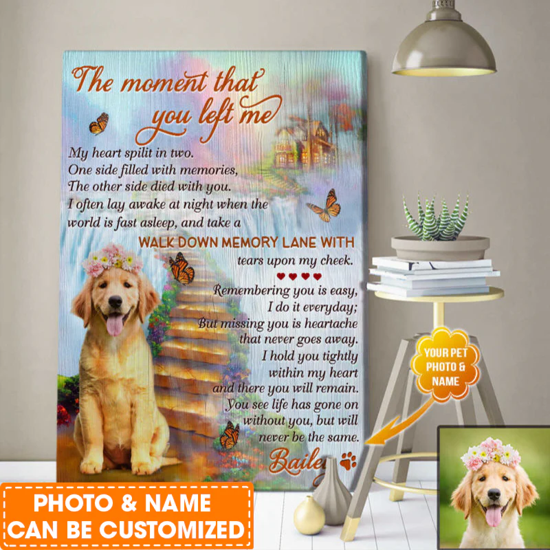 Personalized Dog Portrait Canvas, Personalize pet photo on flower path home background Canvas, Perfect Gift For Dog Lovers, Friend, Family - Image 3