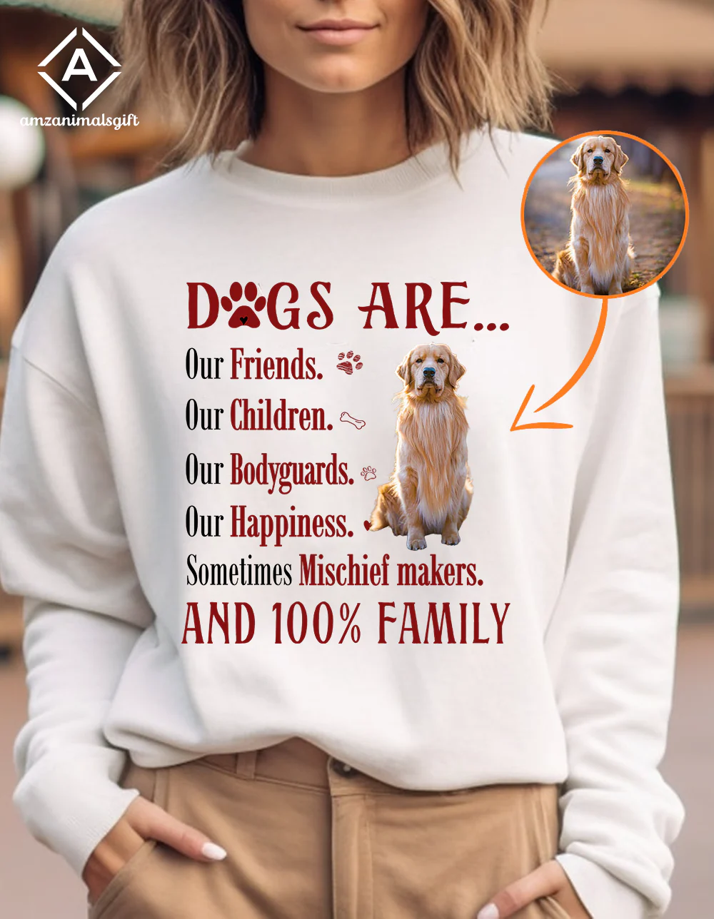 Personalized Dog Unisex T Shirt - Dogs are our friends our children our bodyguards our happiness Custom T Shirt - Gift For Dog Lovers, Family - Image 3
