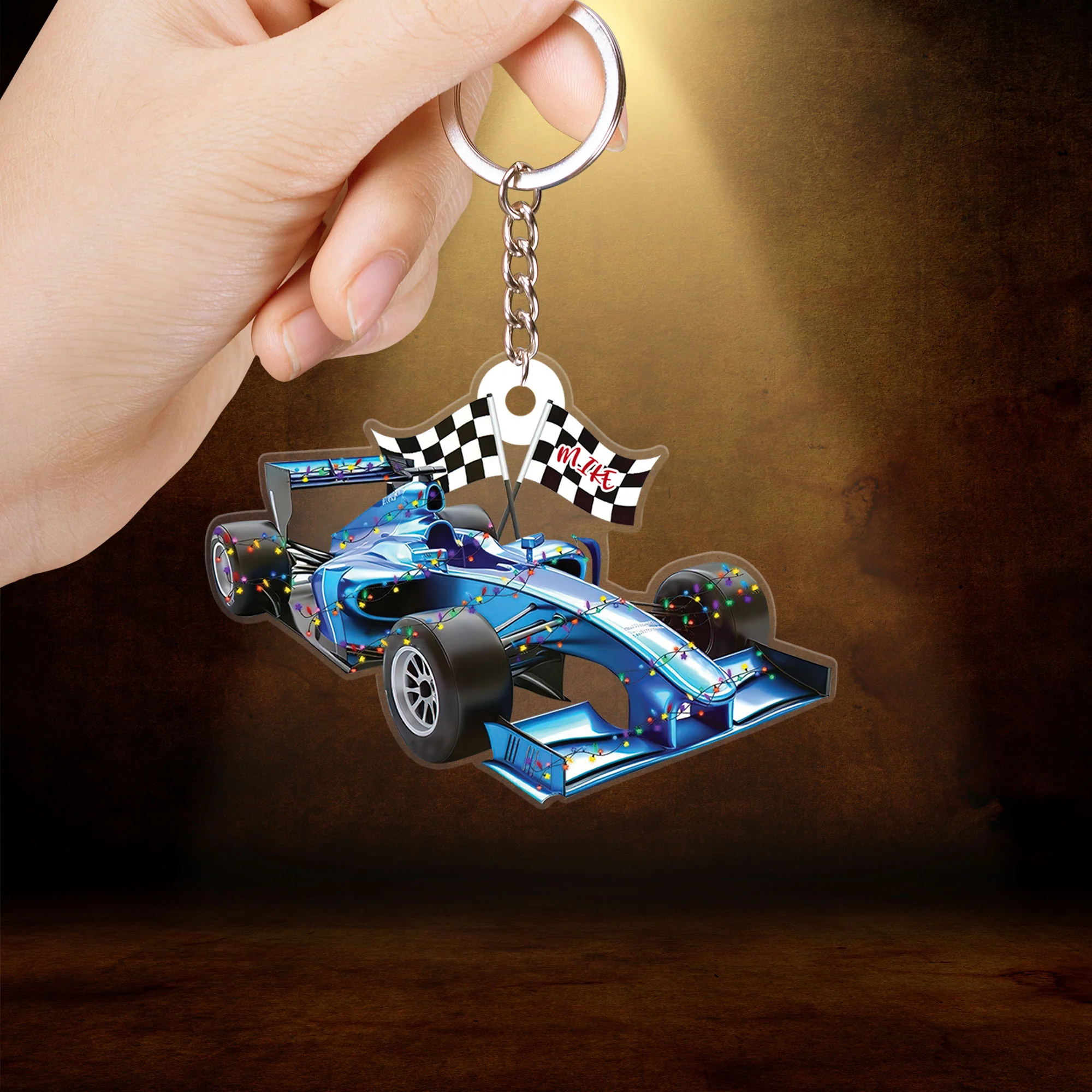 Personalized F1 Racing Christmas Keychain, Custom Name F1 Flat Acrylic Keychain, Gift For Racers F1 Lovers - Image 2