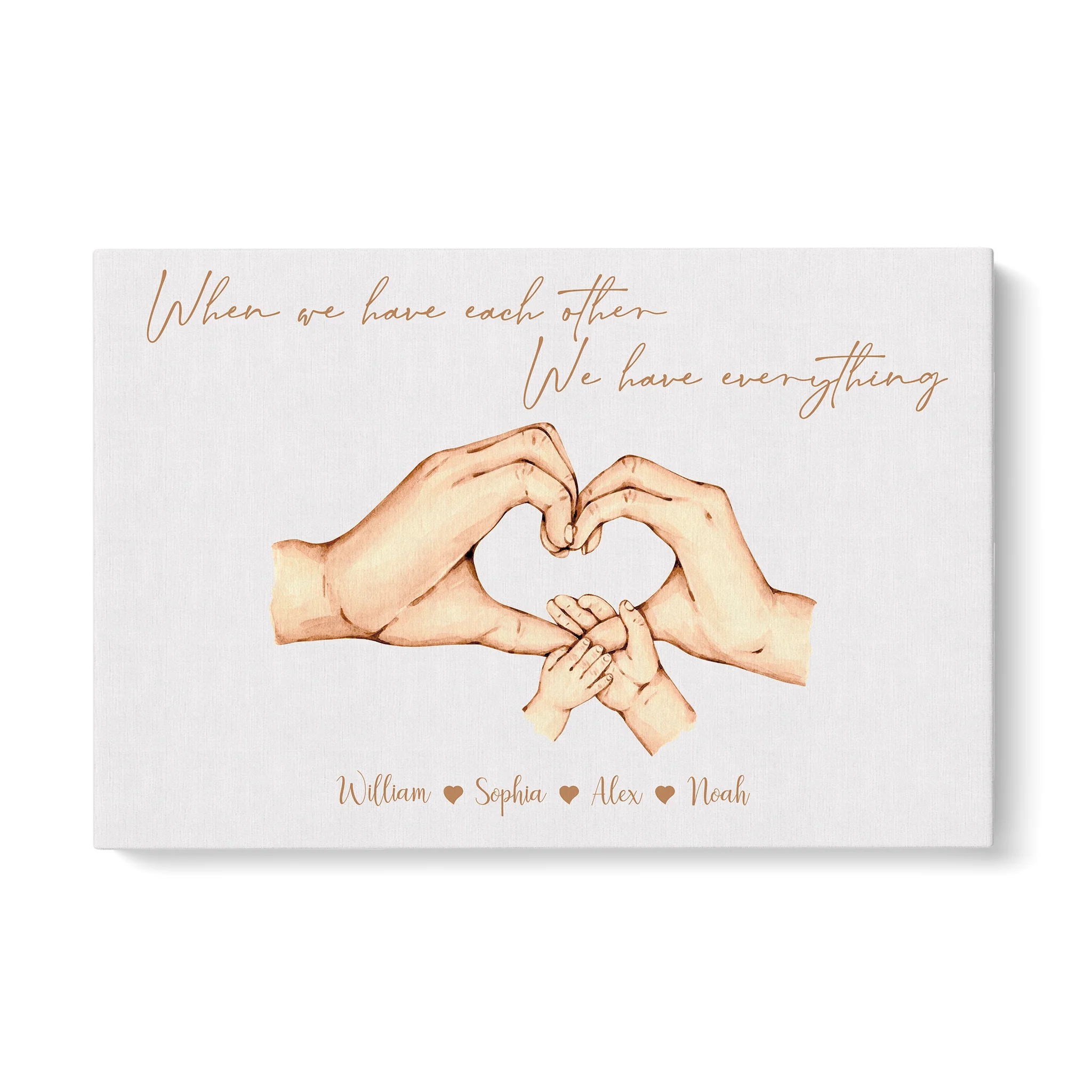 Personalized Family Hands Print Wall Art, Family Holding Hands We Have Each Other And Have Everything Canvas Home Decor - Image 4