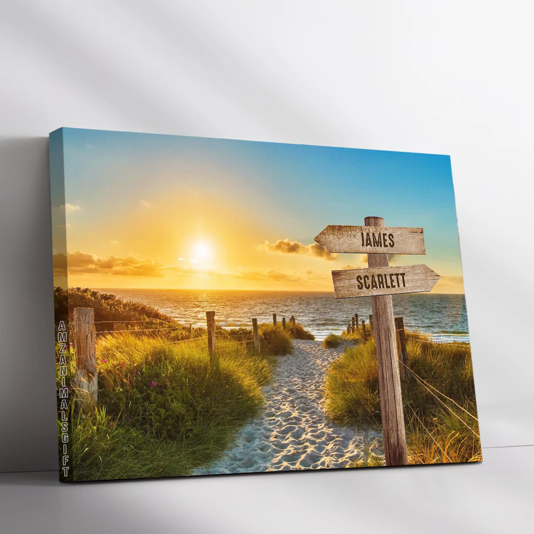Personalized Family Member Names Wall Art, Road To The Beach Wooden Signs Landscape Canvas, Perfect Decor For Home - Image 3