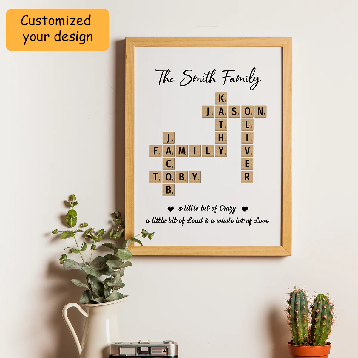 Personalized Family Scrabble Crossword Art Name Sign Poster, Custom Name Wall Art For Family Gift, Family Home Decor - Image 2