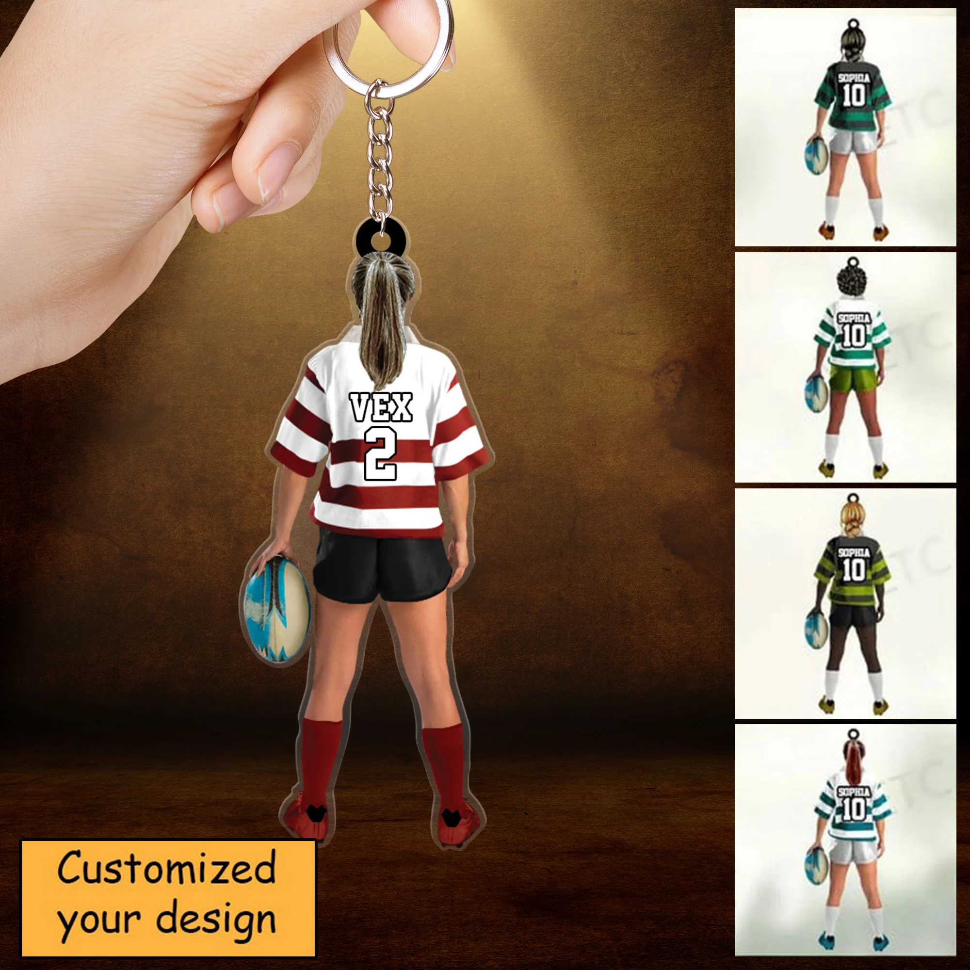 Personalized Female Rugby Girl, Woman Player Christmas Car Ornament - Gift For Rugby Players, Christmas Car Ornament Hanging Tree - Image 3