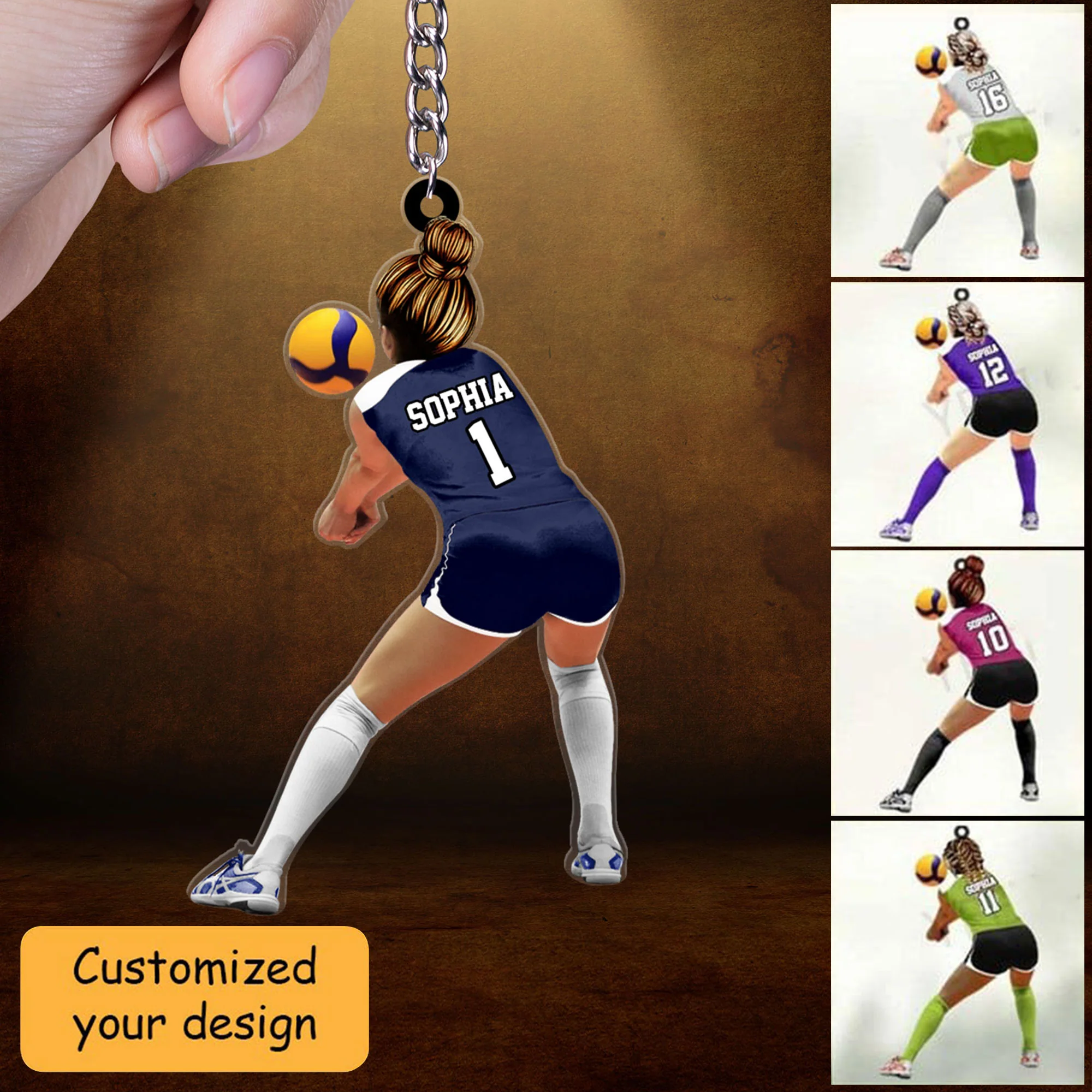 Personalized Female Volleyball Defensive Player Libero Christmas Acrylic Keychain, Volleyball Team Gift For Her, Volleyball Lovers - Image 2