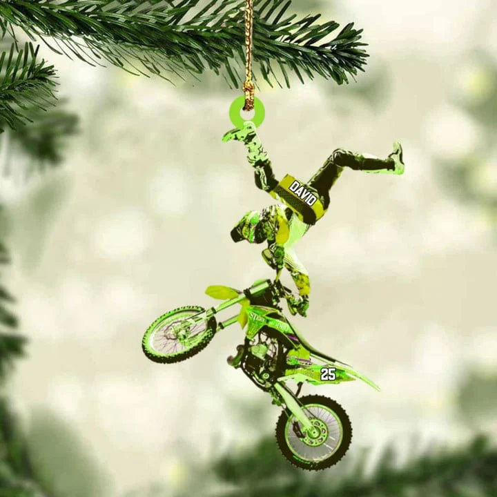 Personalized Flying Motocross Acrylic Ornament For Christmas Decor, Custom Name Acrylic Ornament For Bikers - Image 10