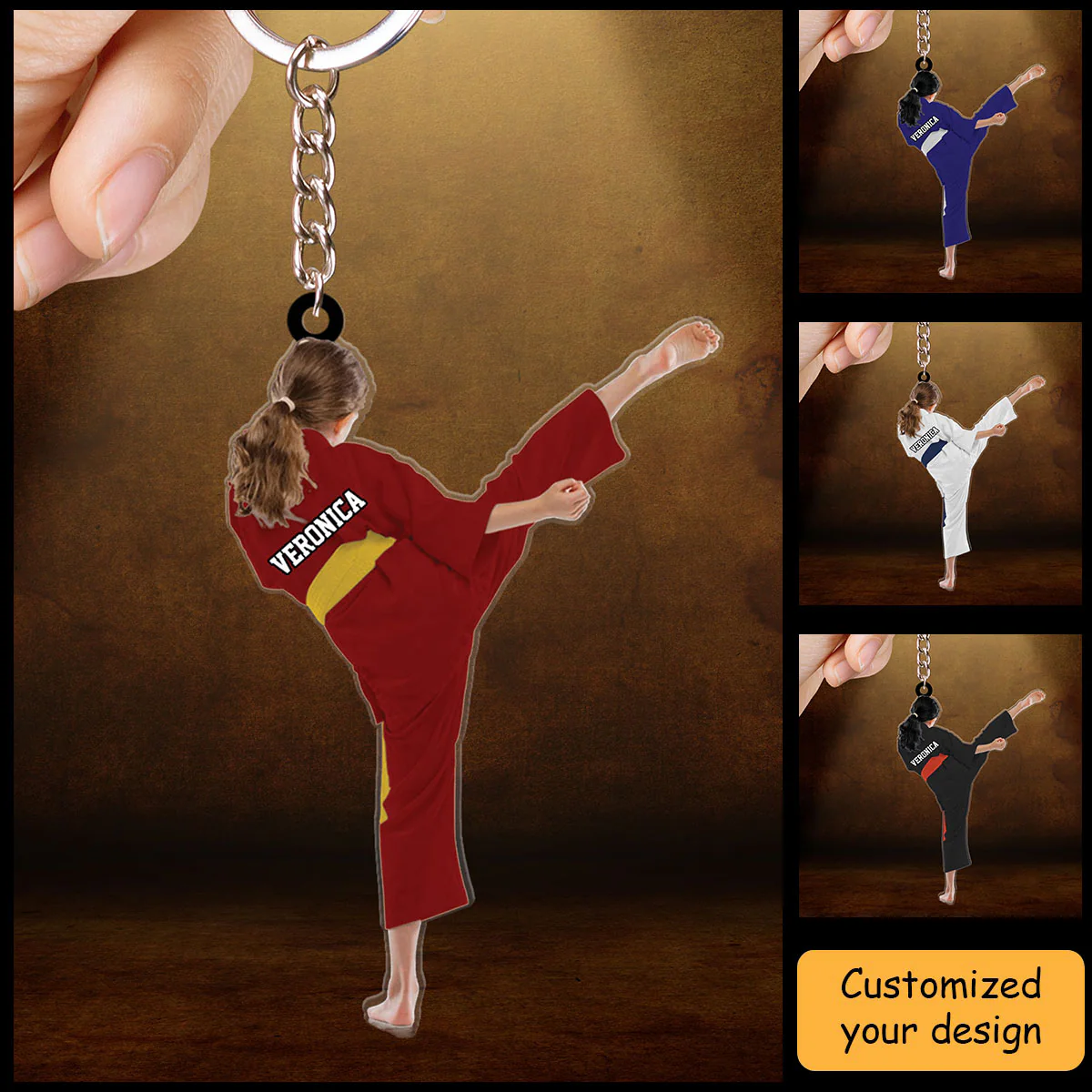 Personalized Girl Karate, Taekwondo Girl, Martial Christmas Acrylic Keychain For Daughter - Gift For Karate Team, Karate Lovers - Image 2