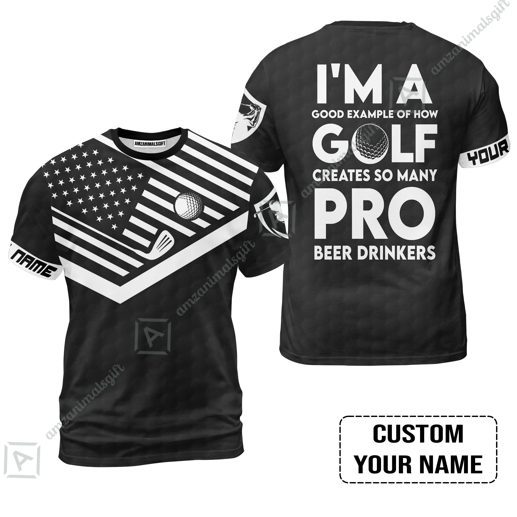 Personalized Golf American Flag Zip Polo Shirt, I'm A Golf Pro And Beer Drinker Custom Zip Polo Shirt - Image 6