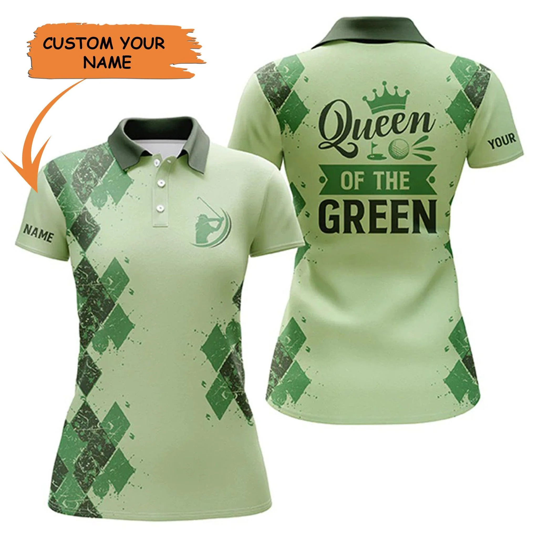 Personalized Golf Women Polo Shirt, Queen Of The Green Funny Custom Name Short Sleeve Women Polo Shirt - Perfect Gift For Women, Ladies